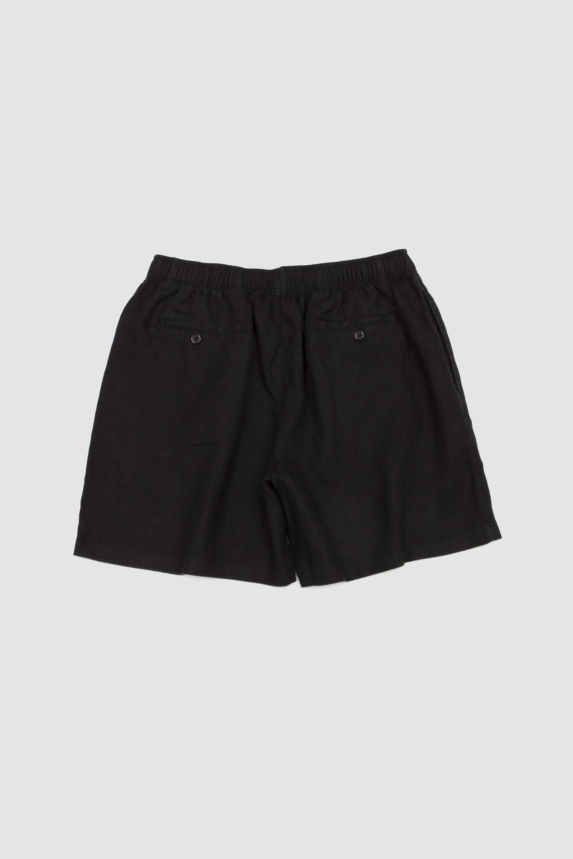 Linen Wide Leg Shorts Black_4