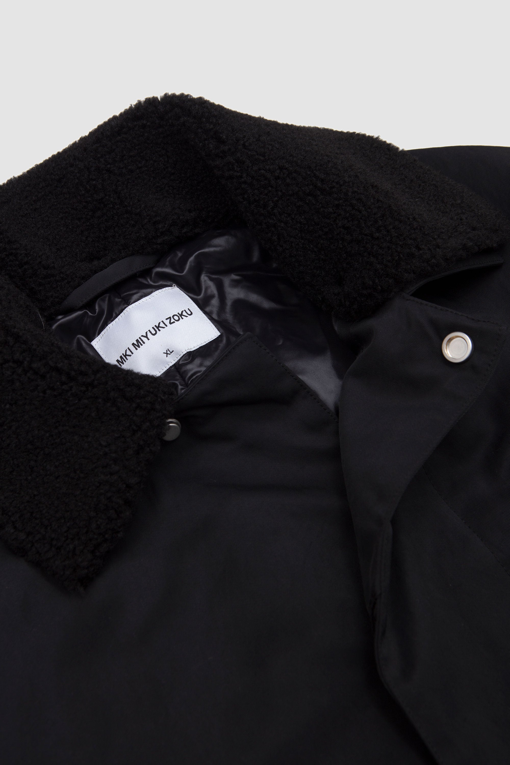 Padded Nylon Overcoat Black