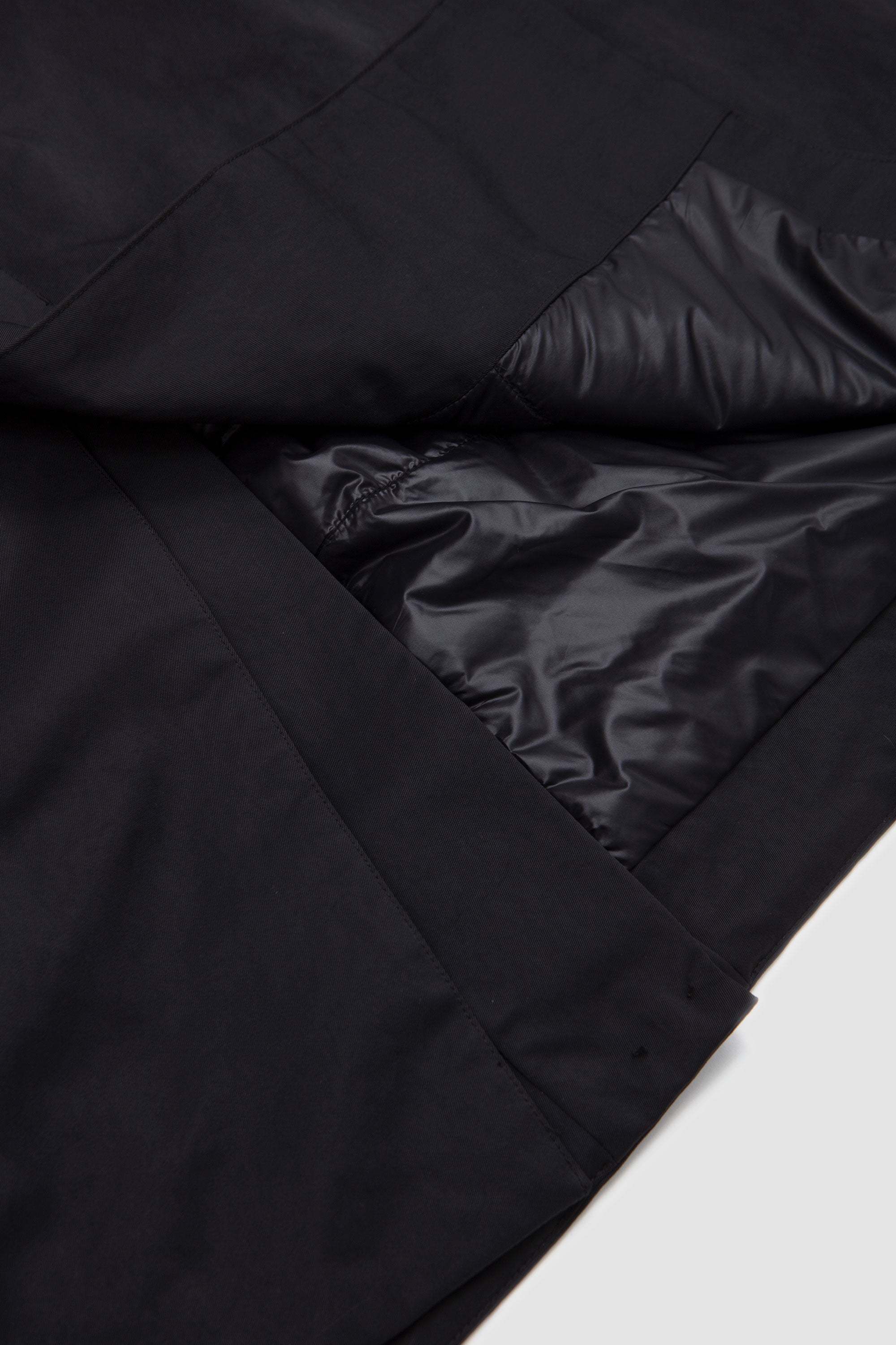 Padded Nylon Overcoat Black