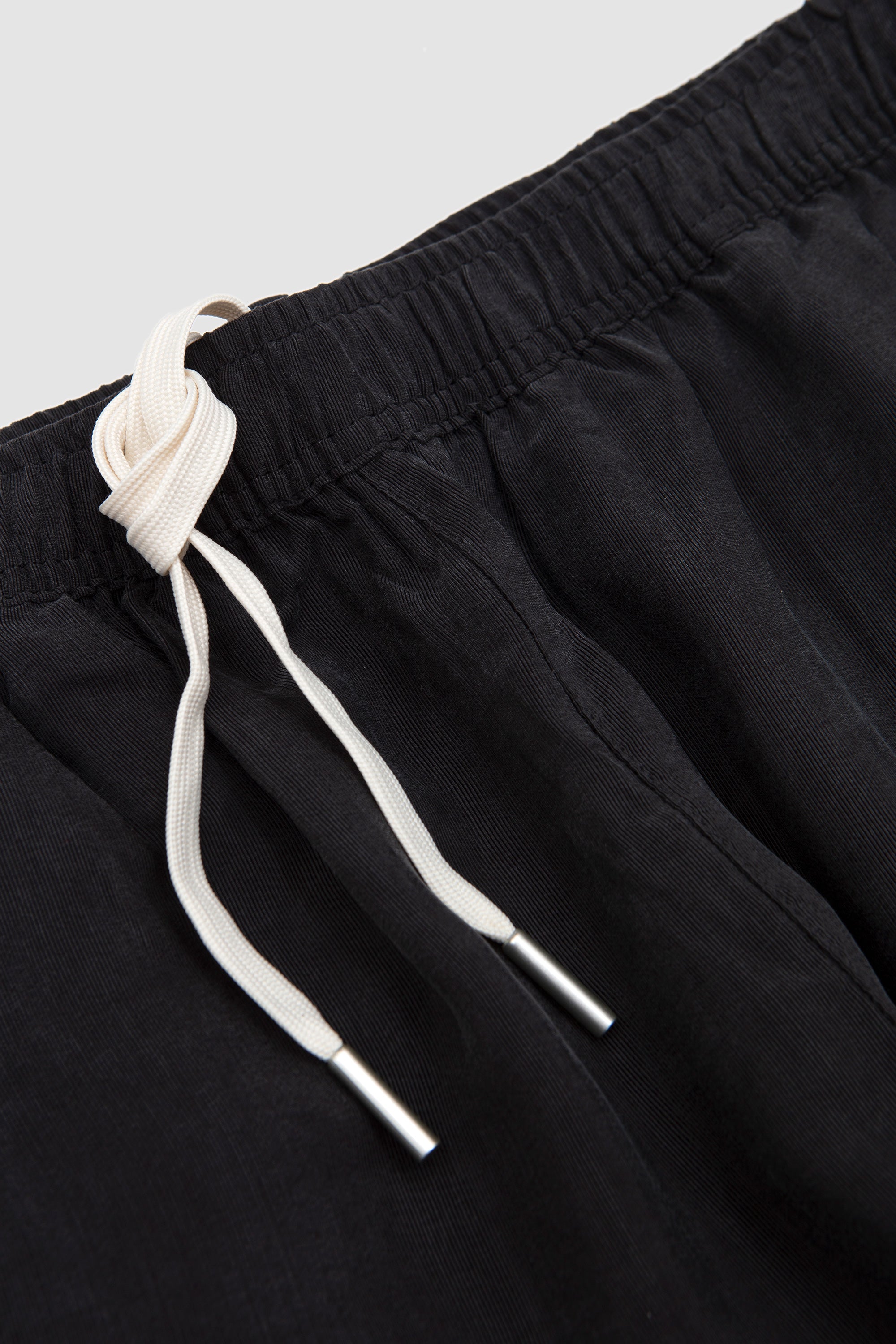 Ribbed Cupro Wide Leg Pants Sueded Black