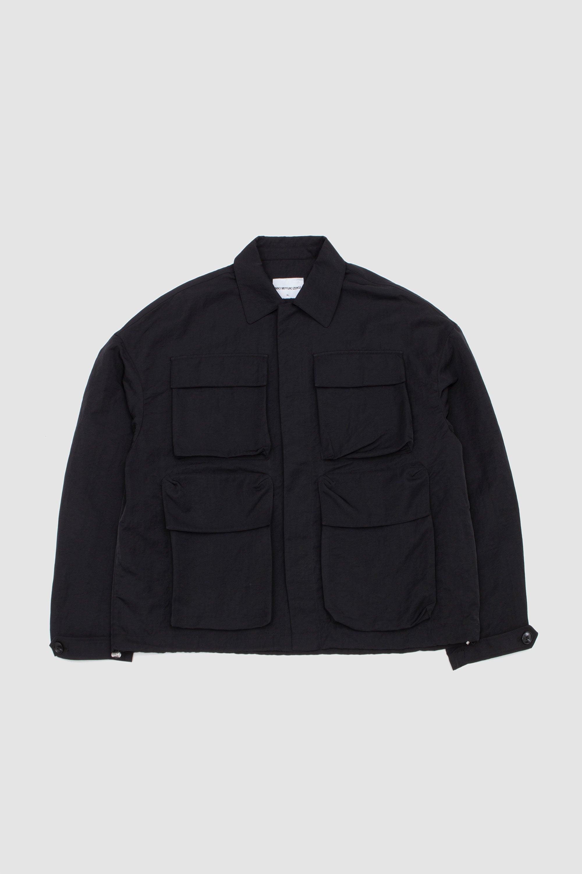 Silky Nylon Box Overshirt Black