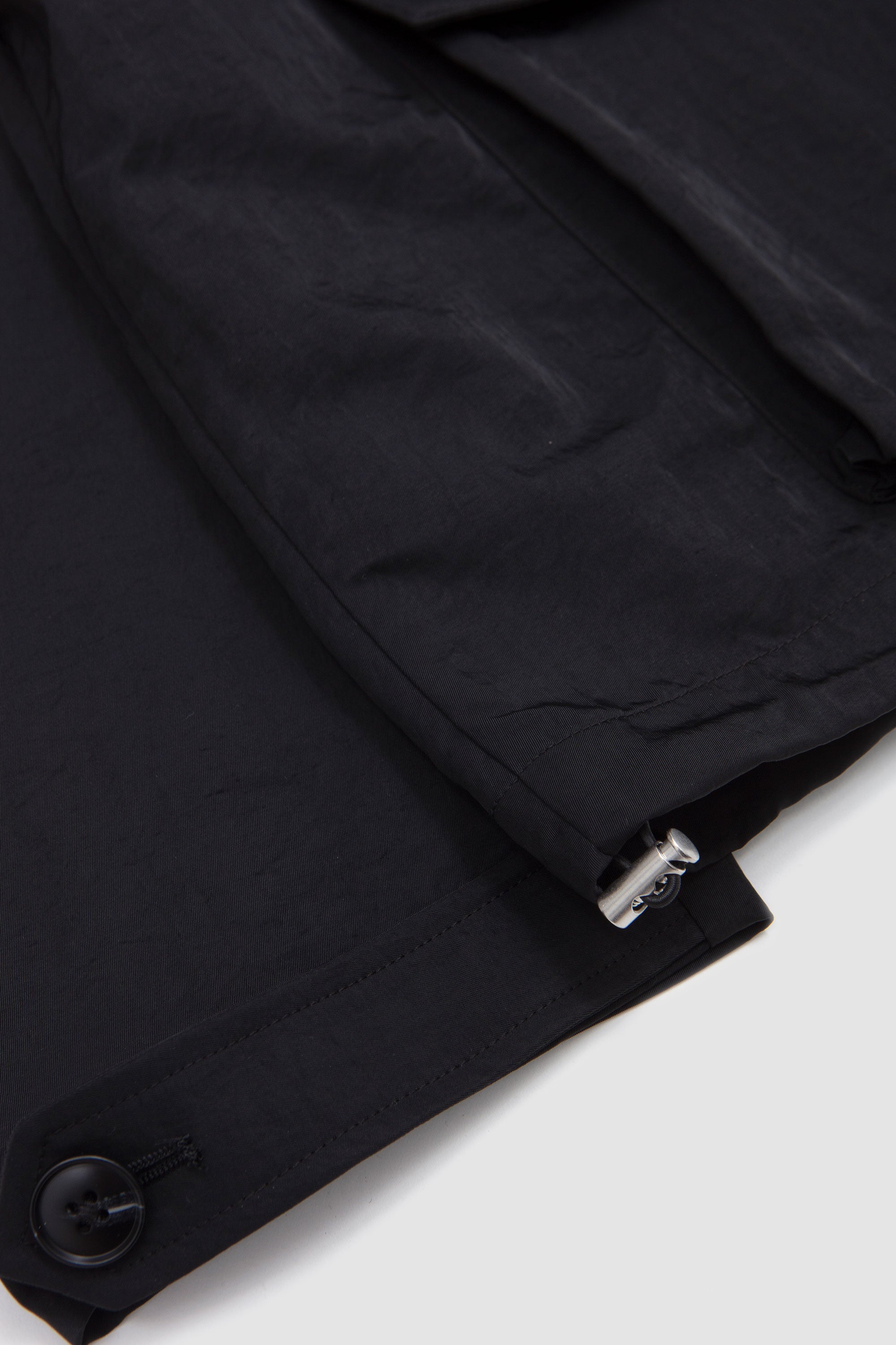 Silky Nylon Box Overshirt Black