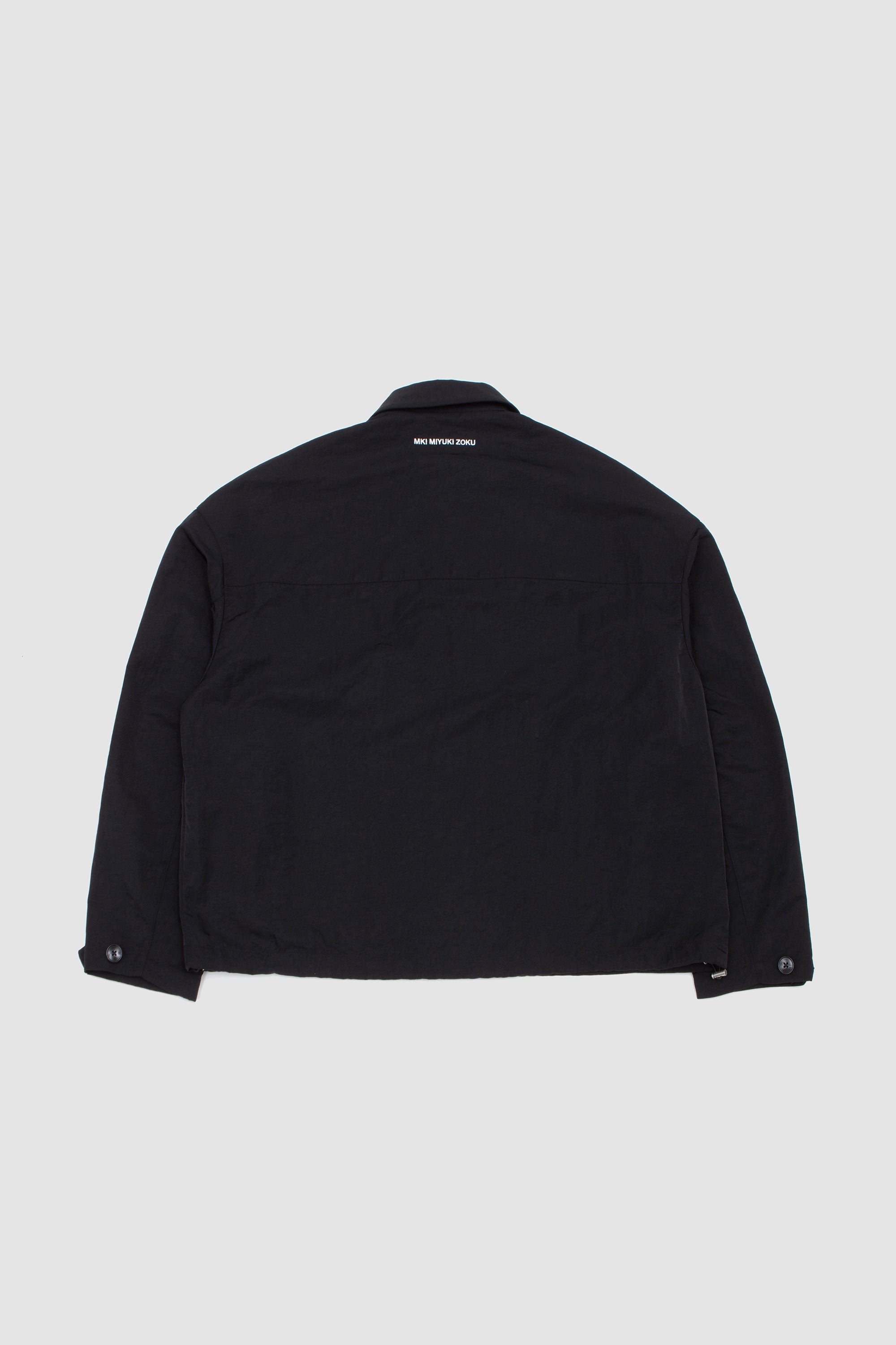 Silky Nylon Box Overshirt Black_4