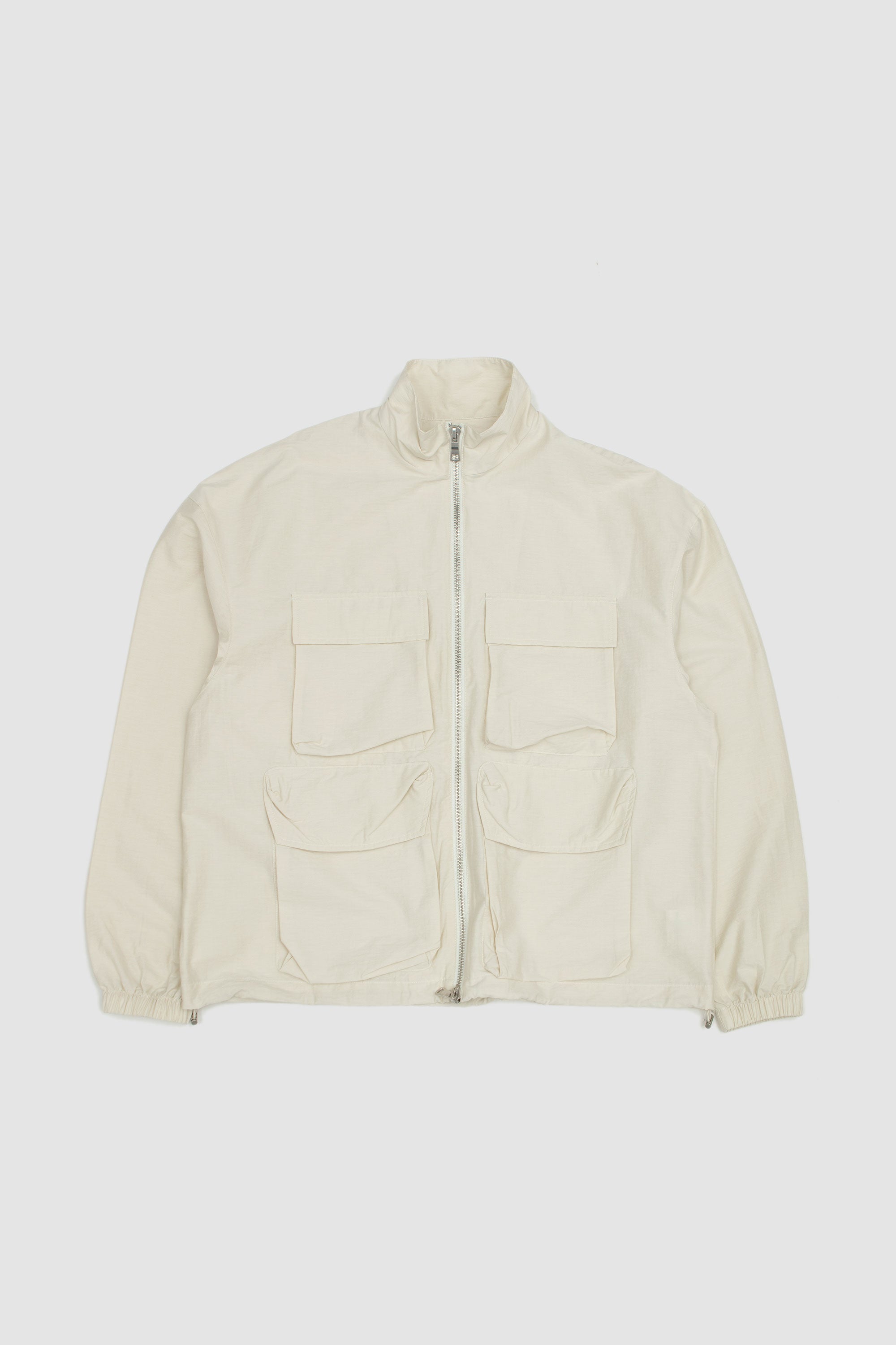 Washed Cotton Nylon Track Jacket Bone