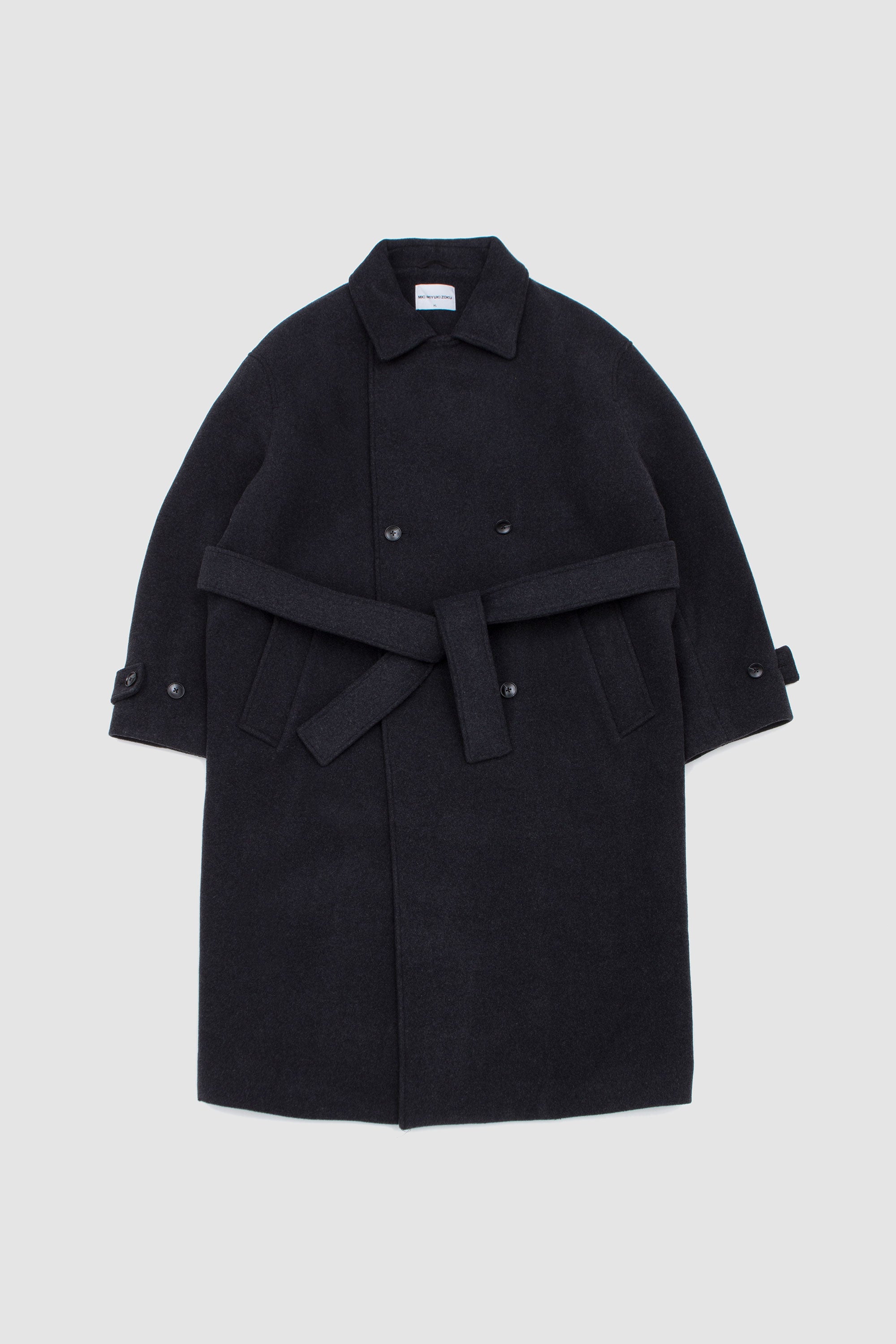 Wool Double Breasted Overcoat Charcoal