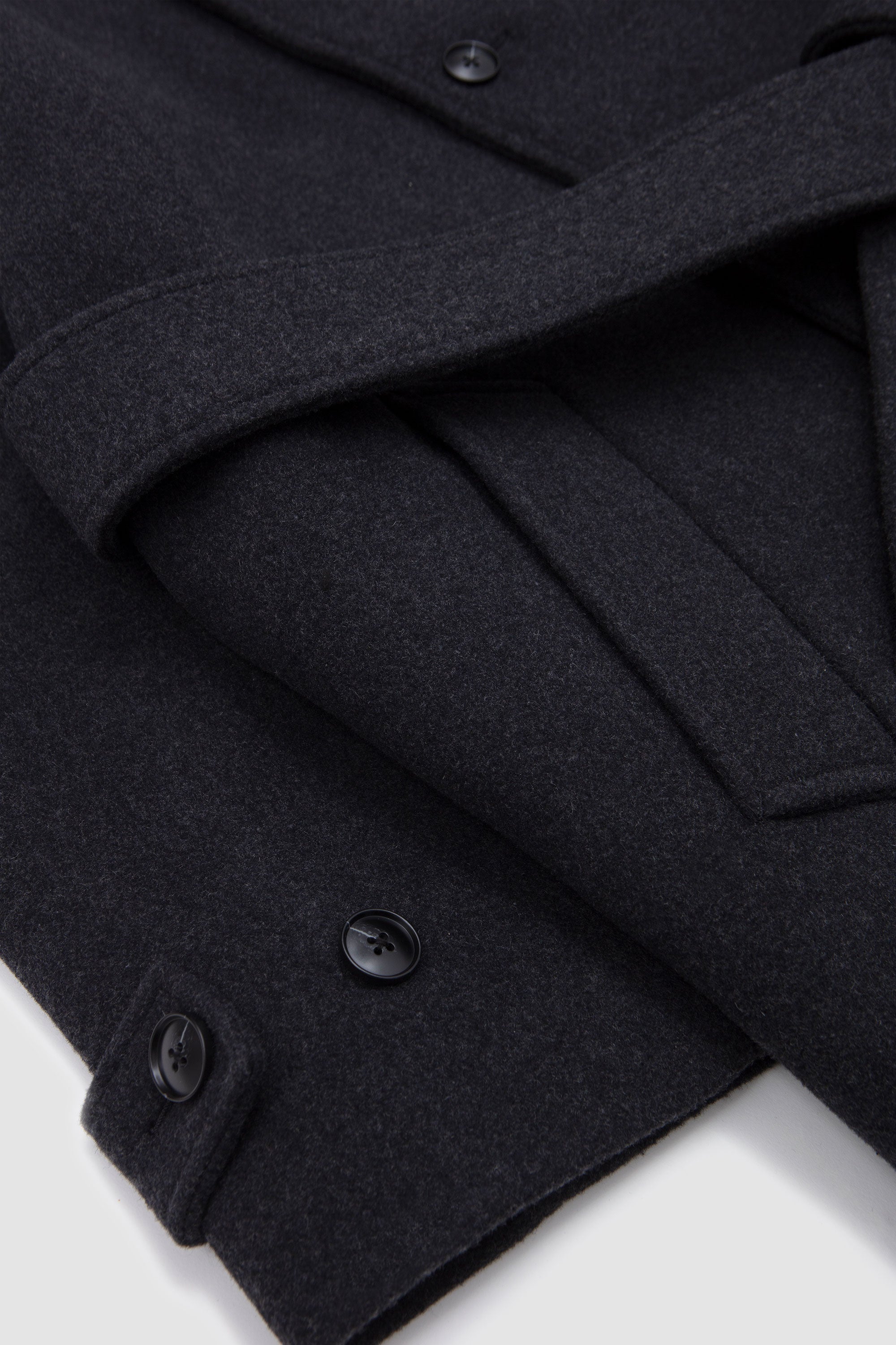 Wool Double Breasted Overcoat Charcoal