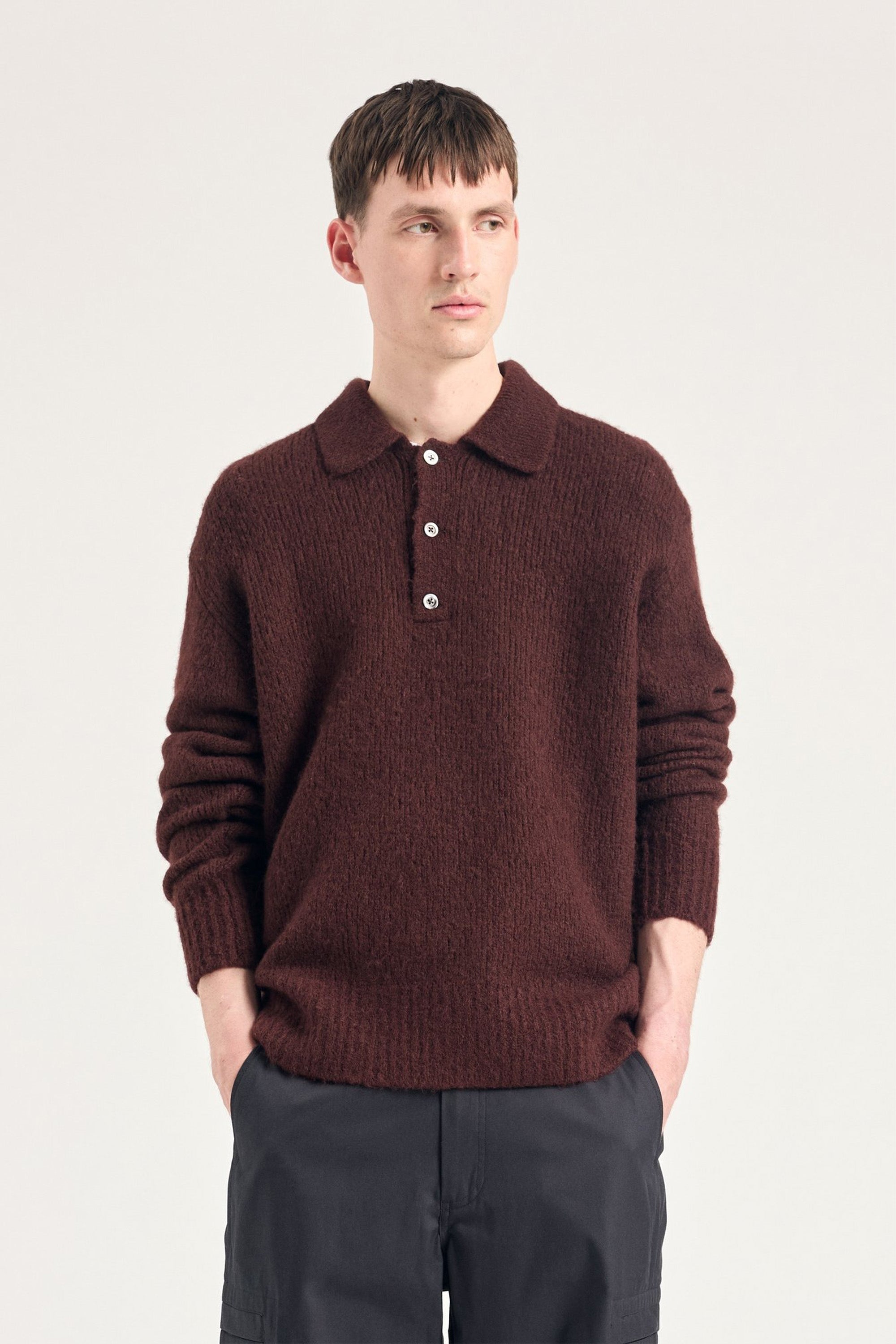 Rasmus Relaxed Brushed Polo Mahogany