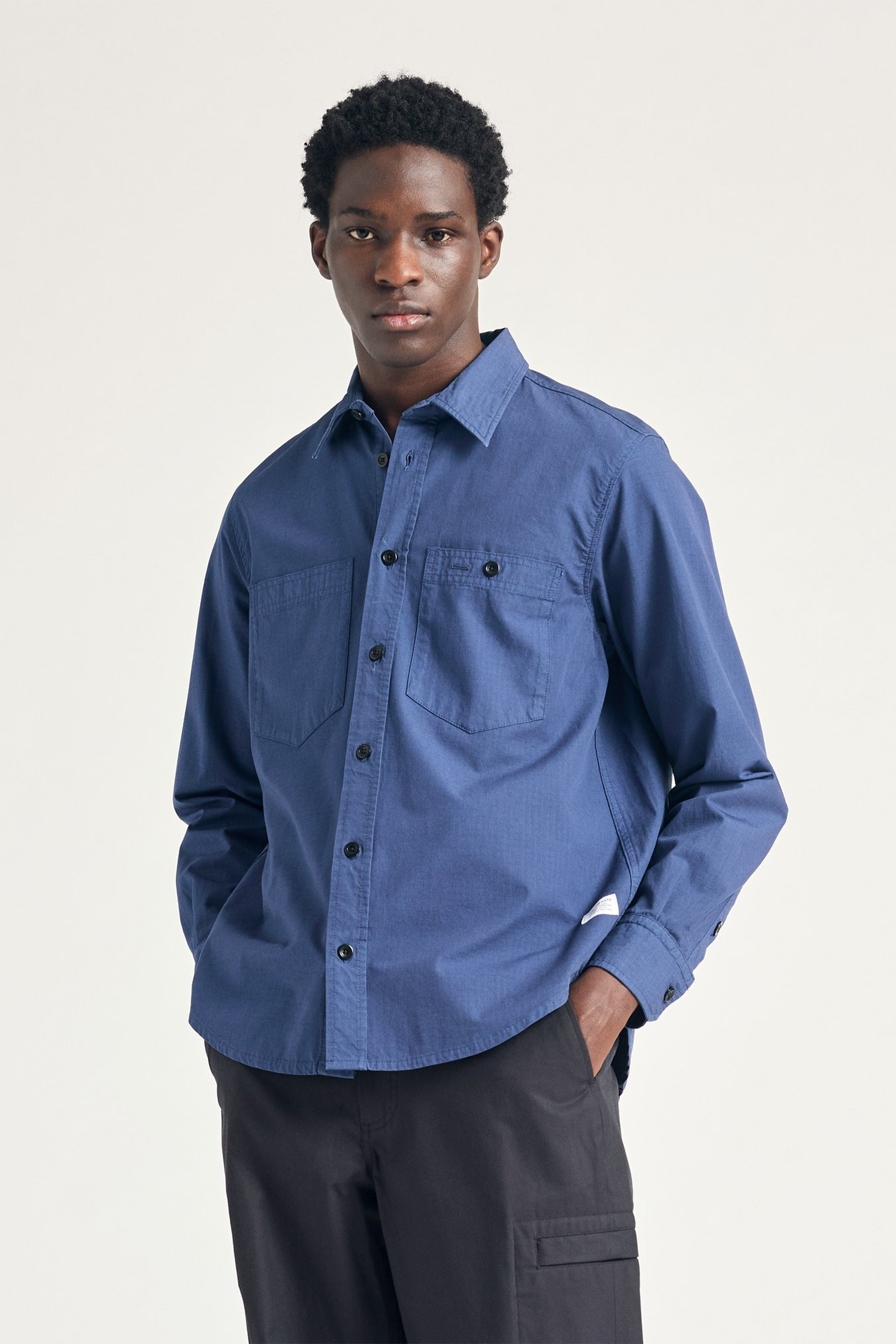 Algot Cotton Ripstop Relaxed Shirt Workwear Blue_1