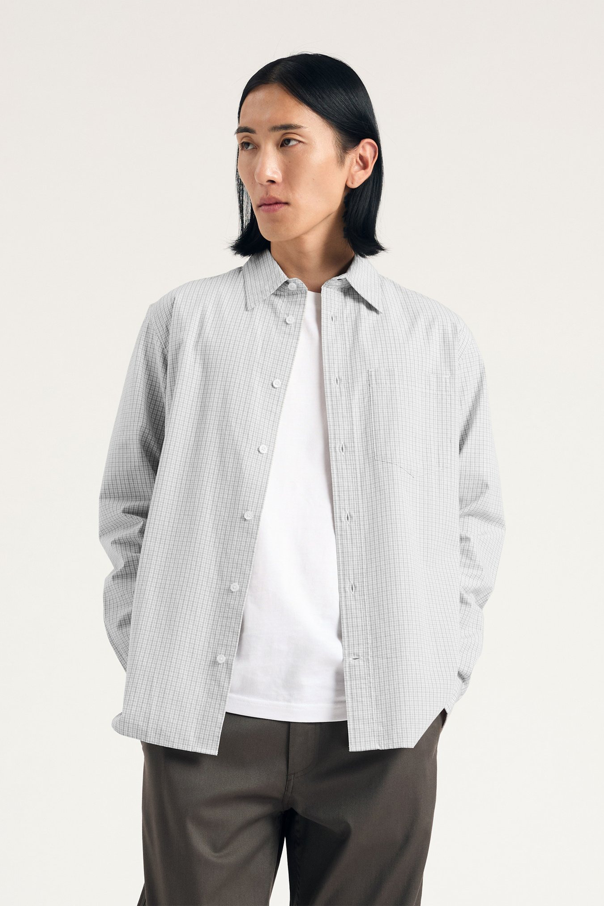 Algot Poplin Check Shirt Oatmeal
