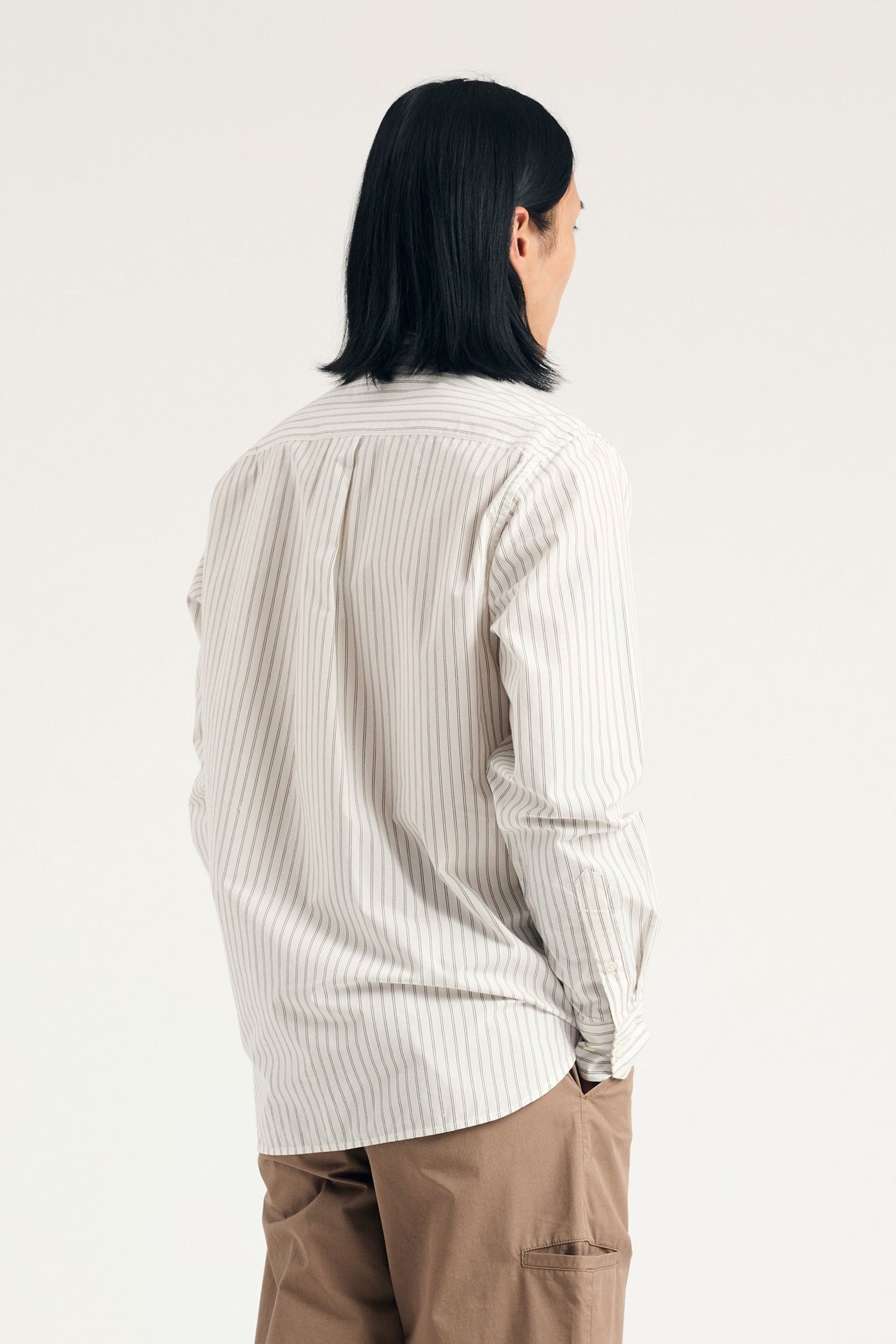 Algot Poplin Stripe Shirt Ecru Stripe