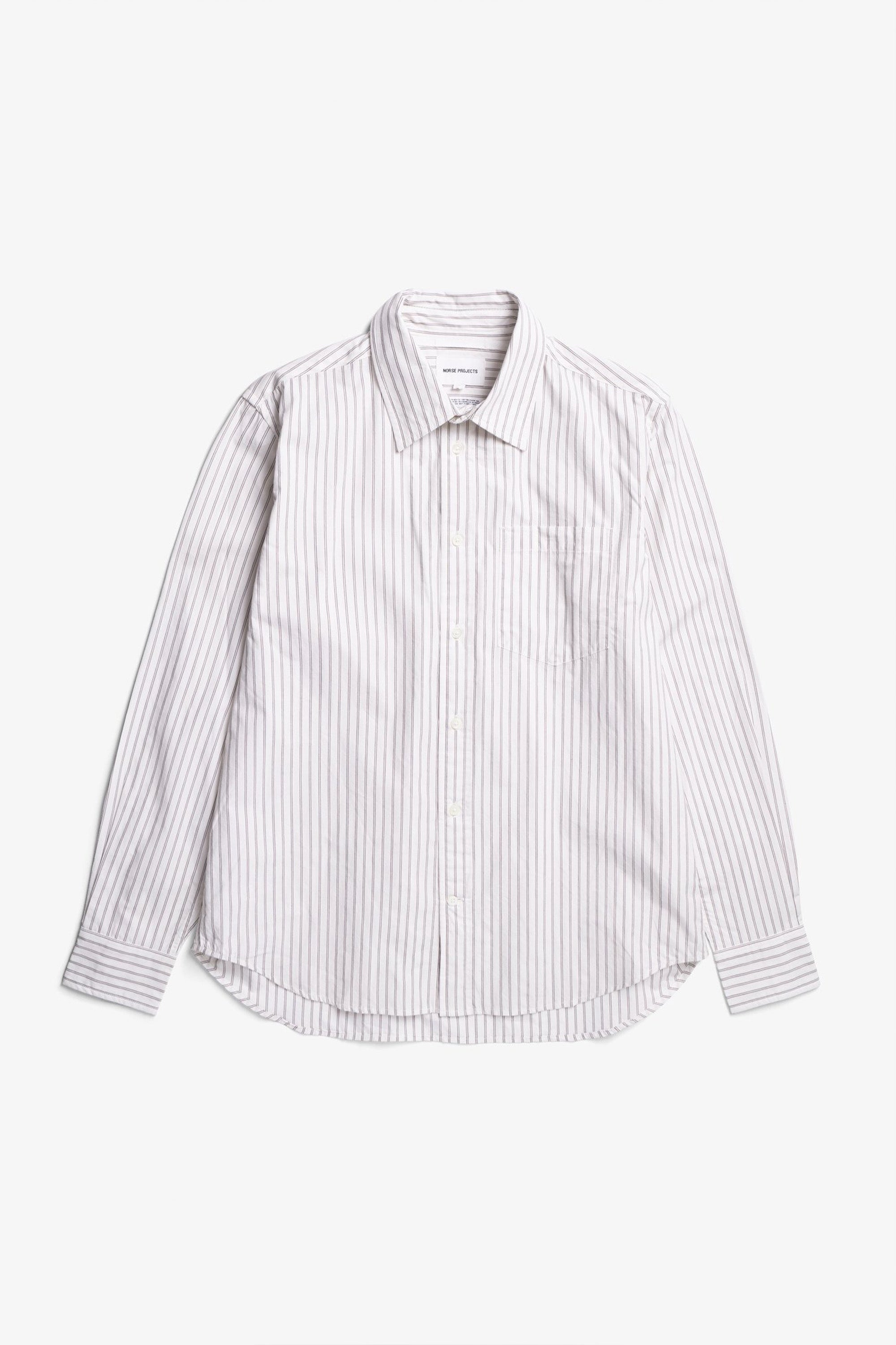 Algot Poplin Stripe Shirt Ecru Stripe