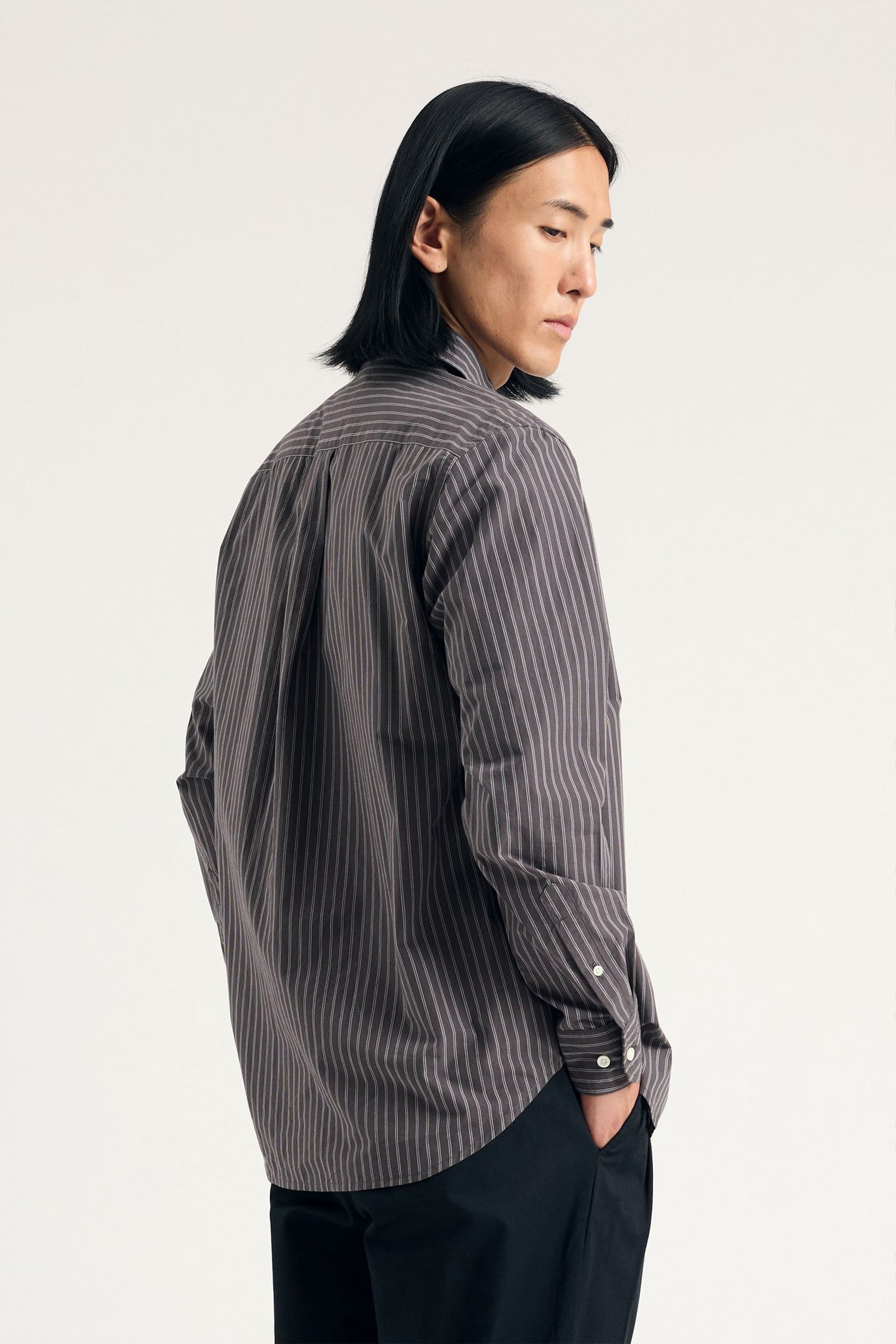 Algot Poplin Stripe Shirt Graphite_1