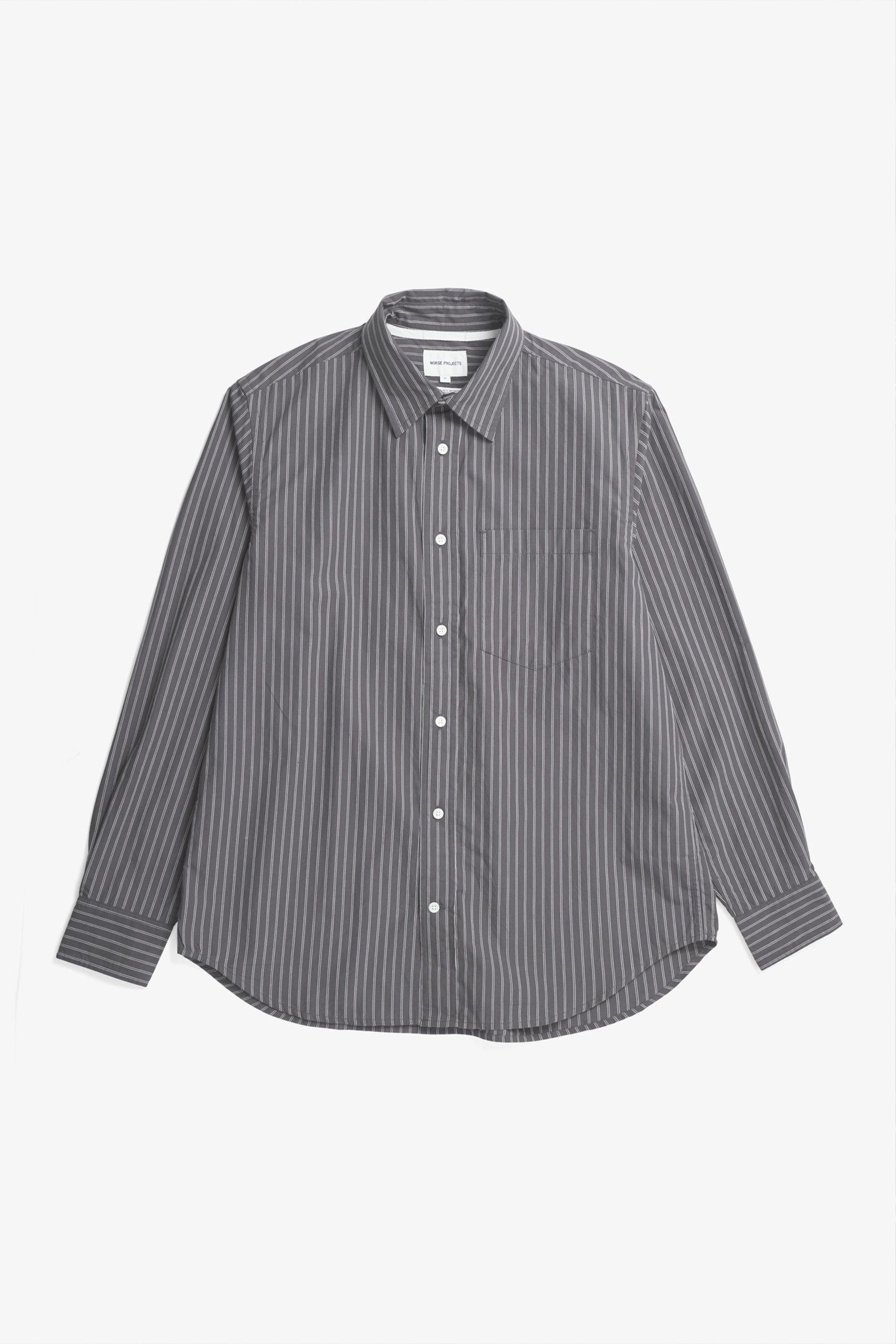 Algot Poplin Stripe Shirt Graphite_4
