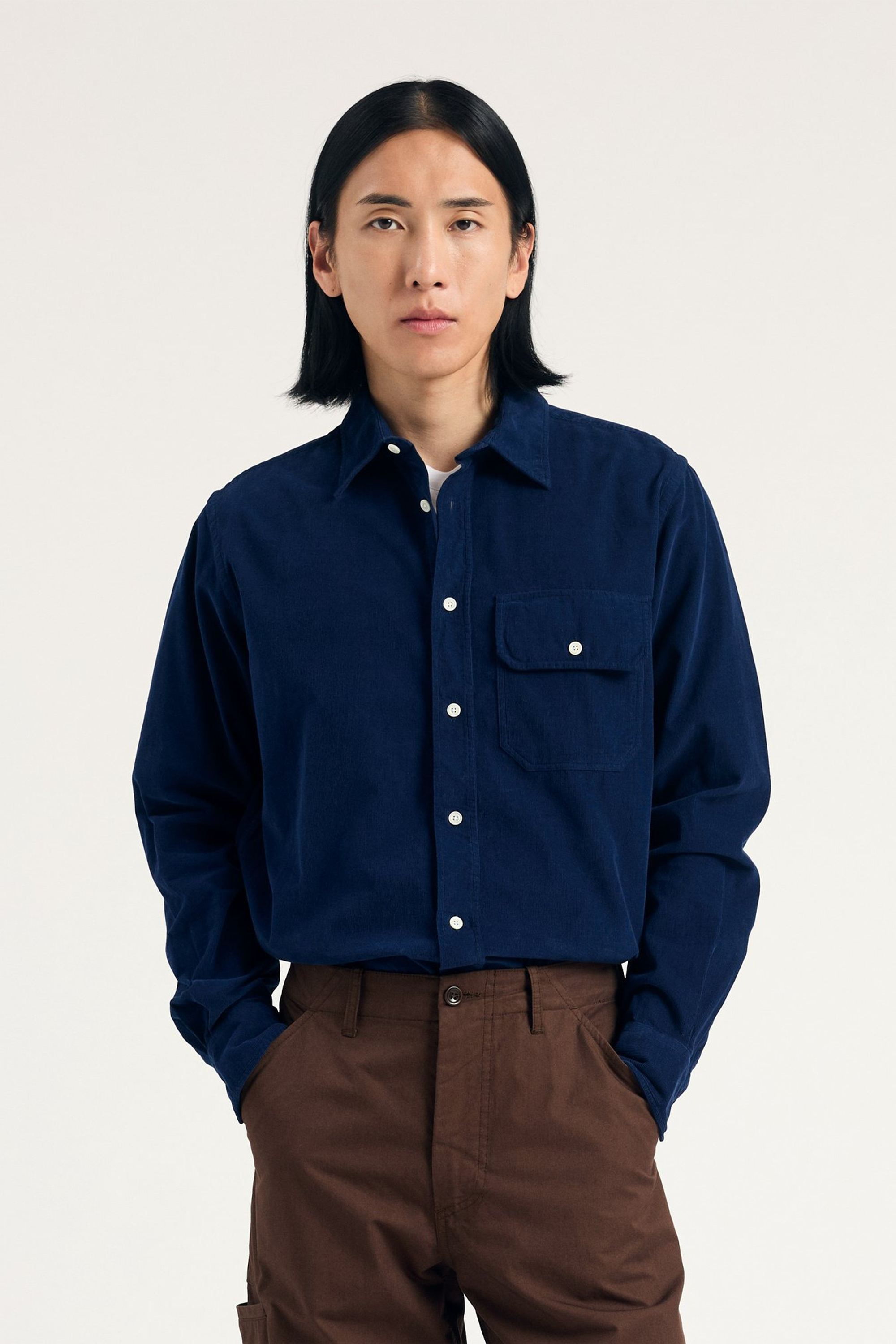 Algot Relaxed Micro Cord Shirt Dark Navy_1