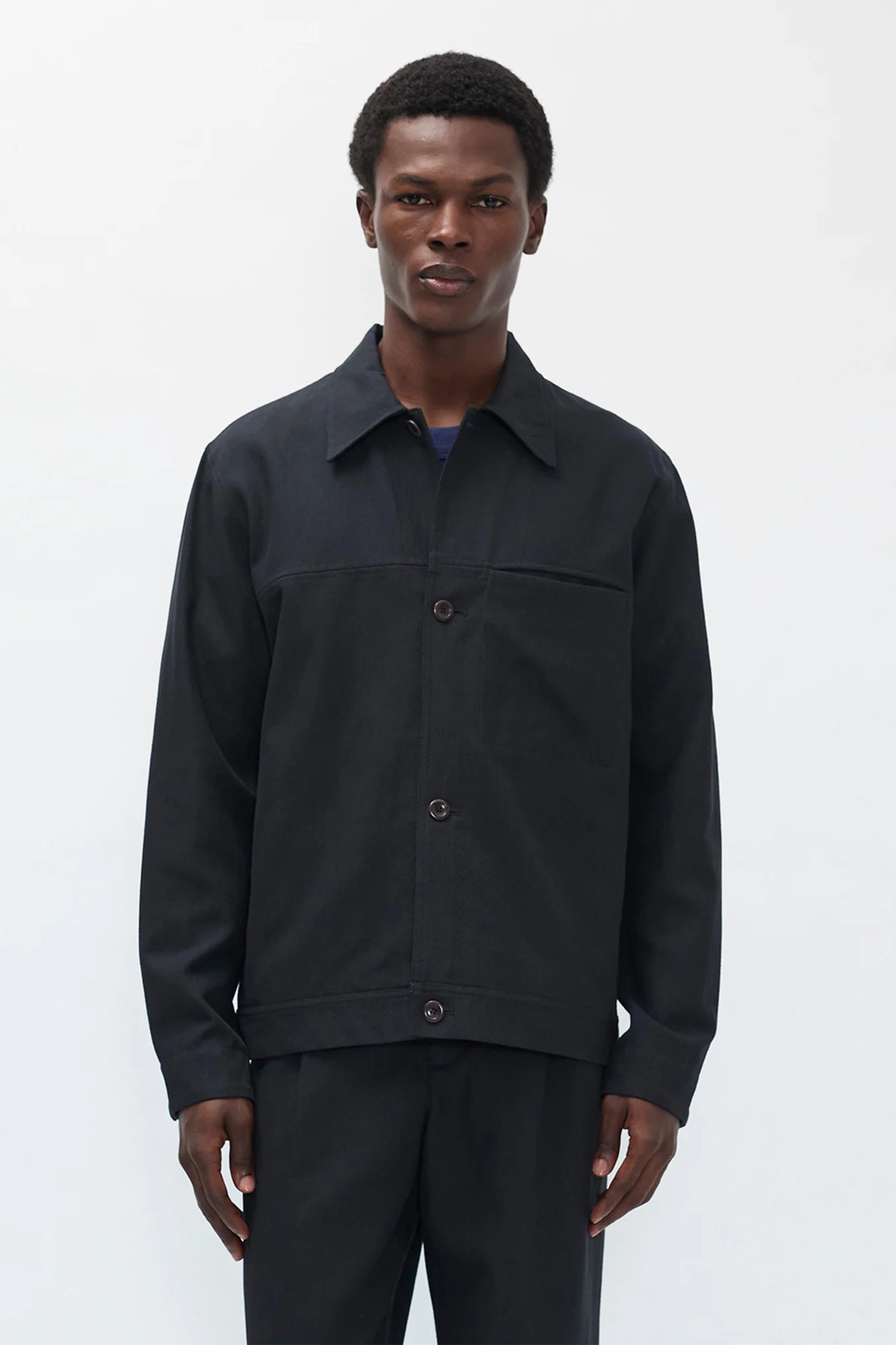 Arresskov Cotton Linen Twill Overshirt Dark Navy