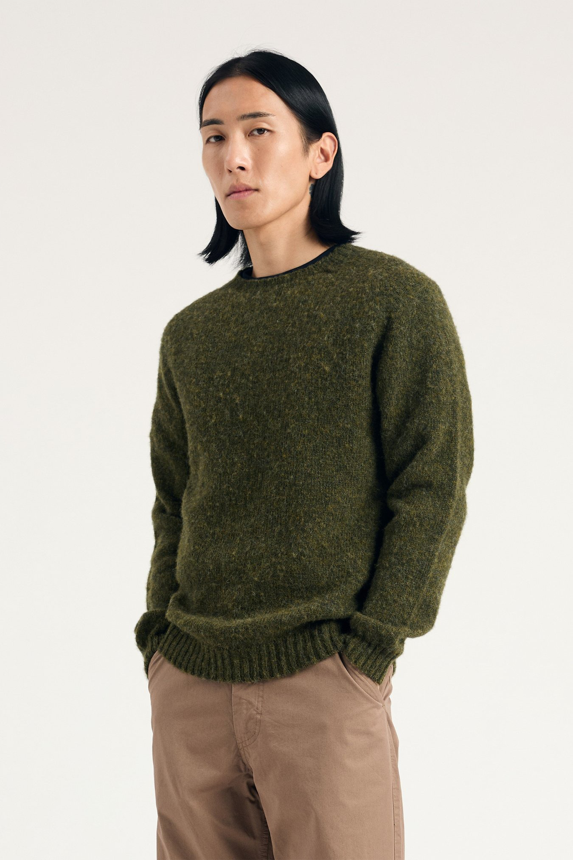 Birnir Brushed Lambswool Sweater Olive Night