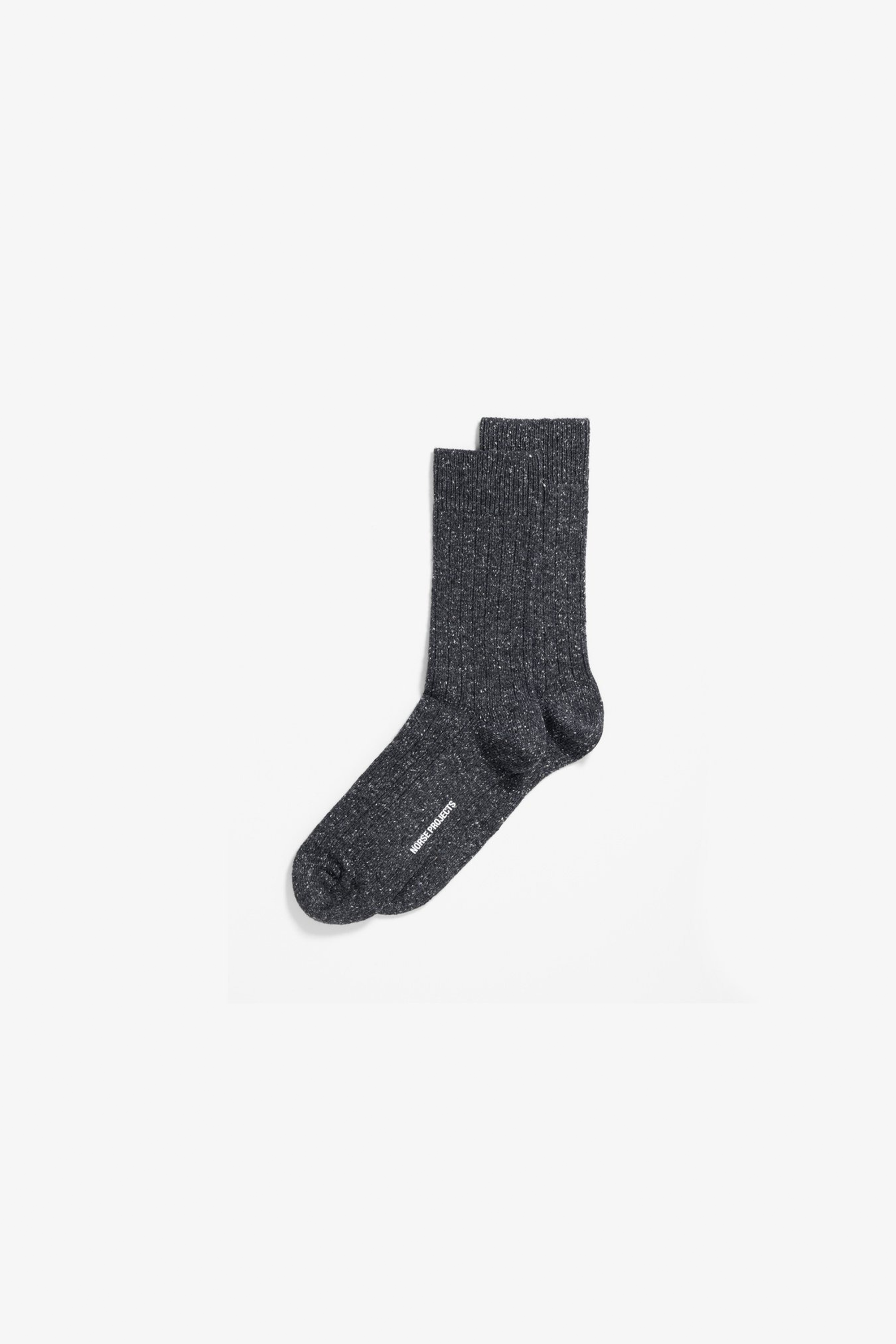 Bjarki Neps Wool Rib Socks Charcoal Melange