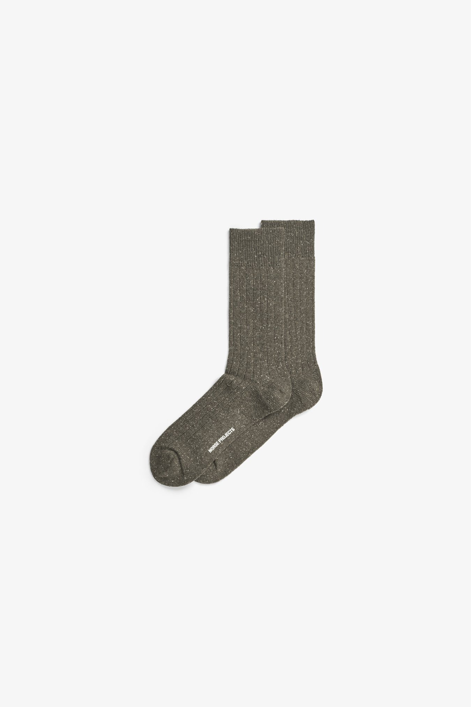 Bjarki Neps Wool Rib Socks Olive Night