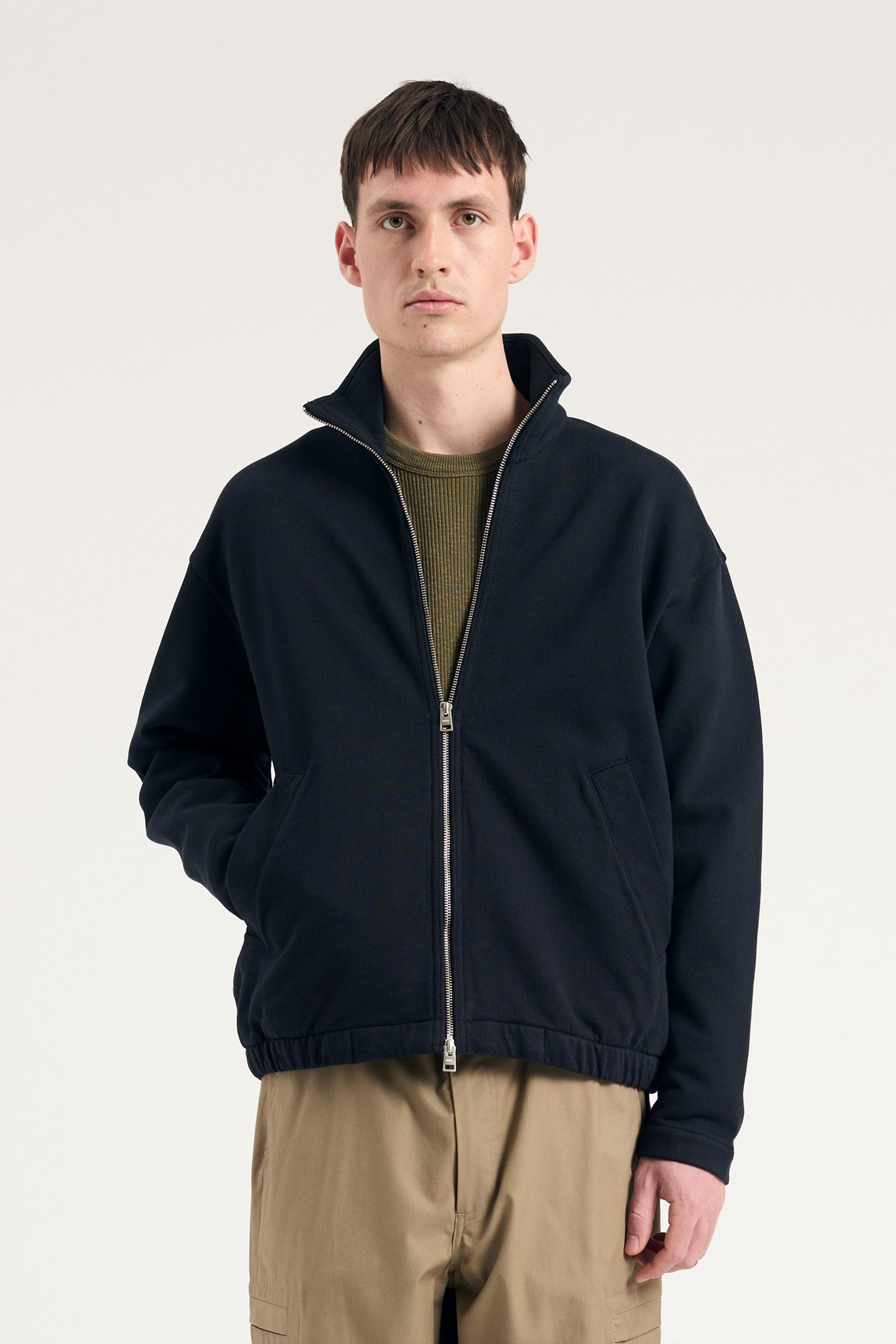 Bjorn Relaxed Organic Loopback Track Jacket Dark Navy