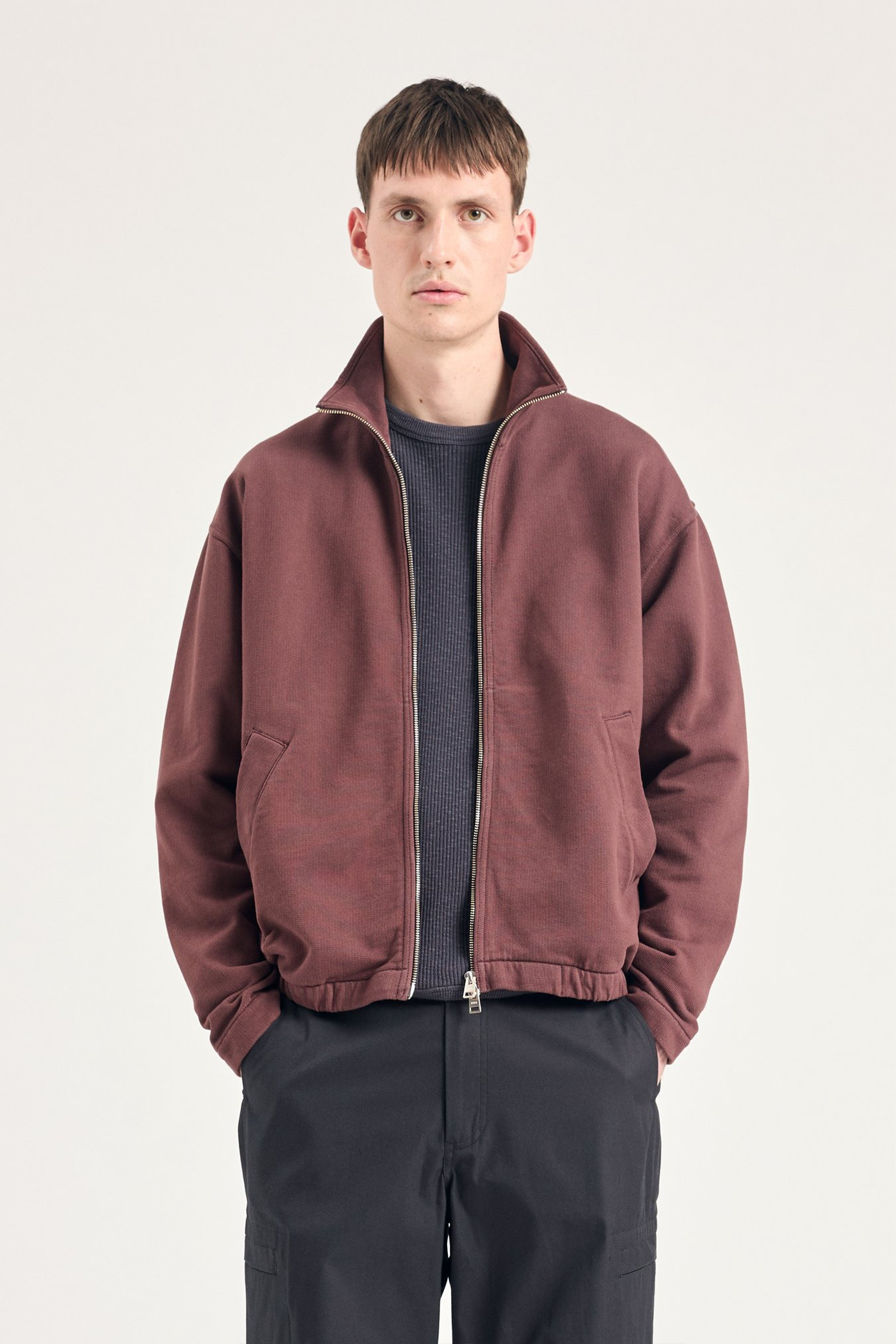 Bjorn Relaxed Organic Loopback Track Jacket Mahogany