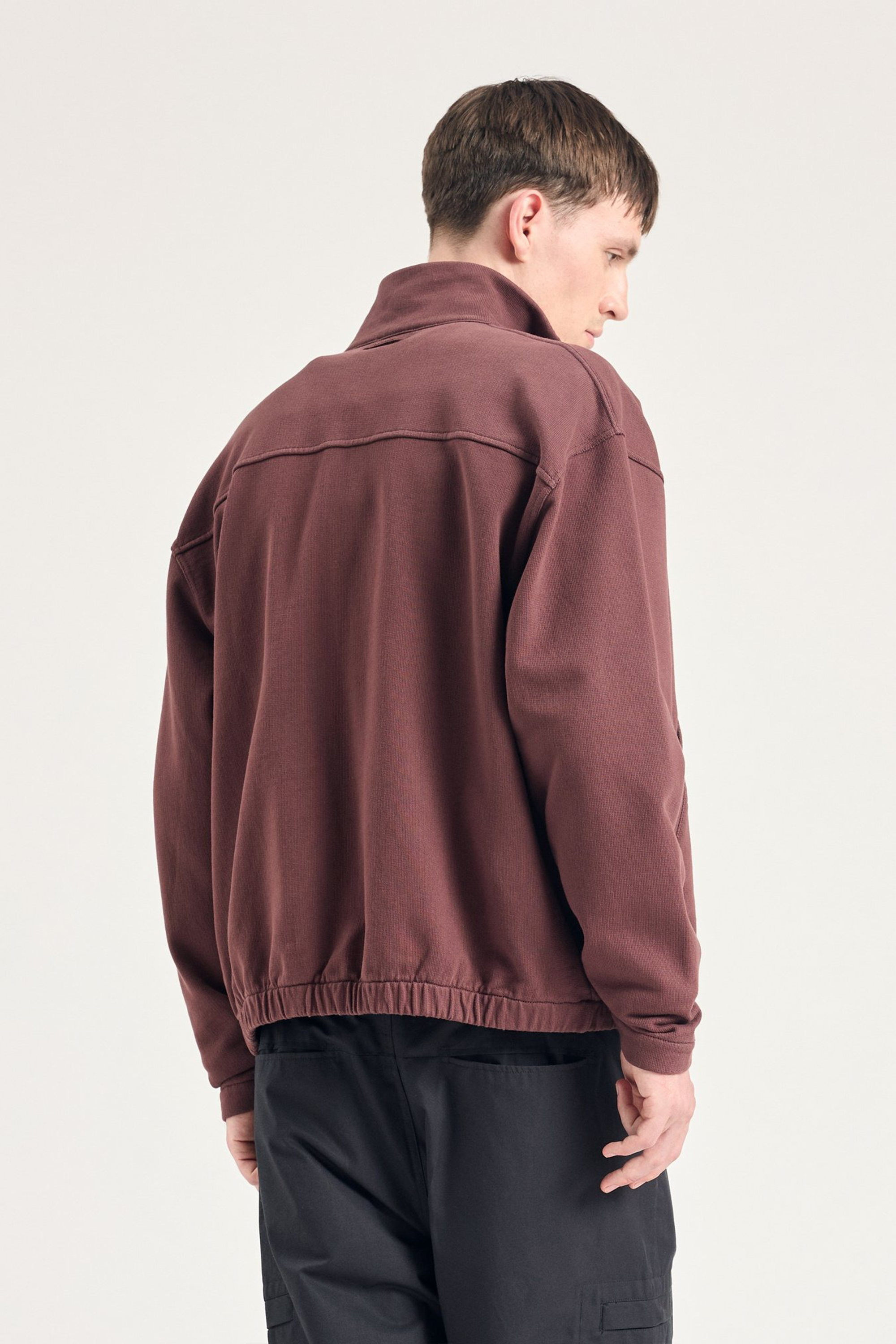 Bjorn Relaxed Organic Loopback Track Jacket Mahogany
