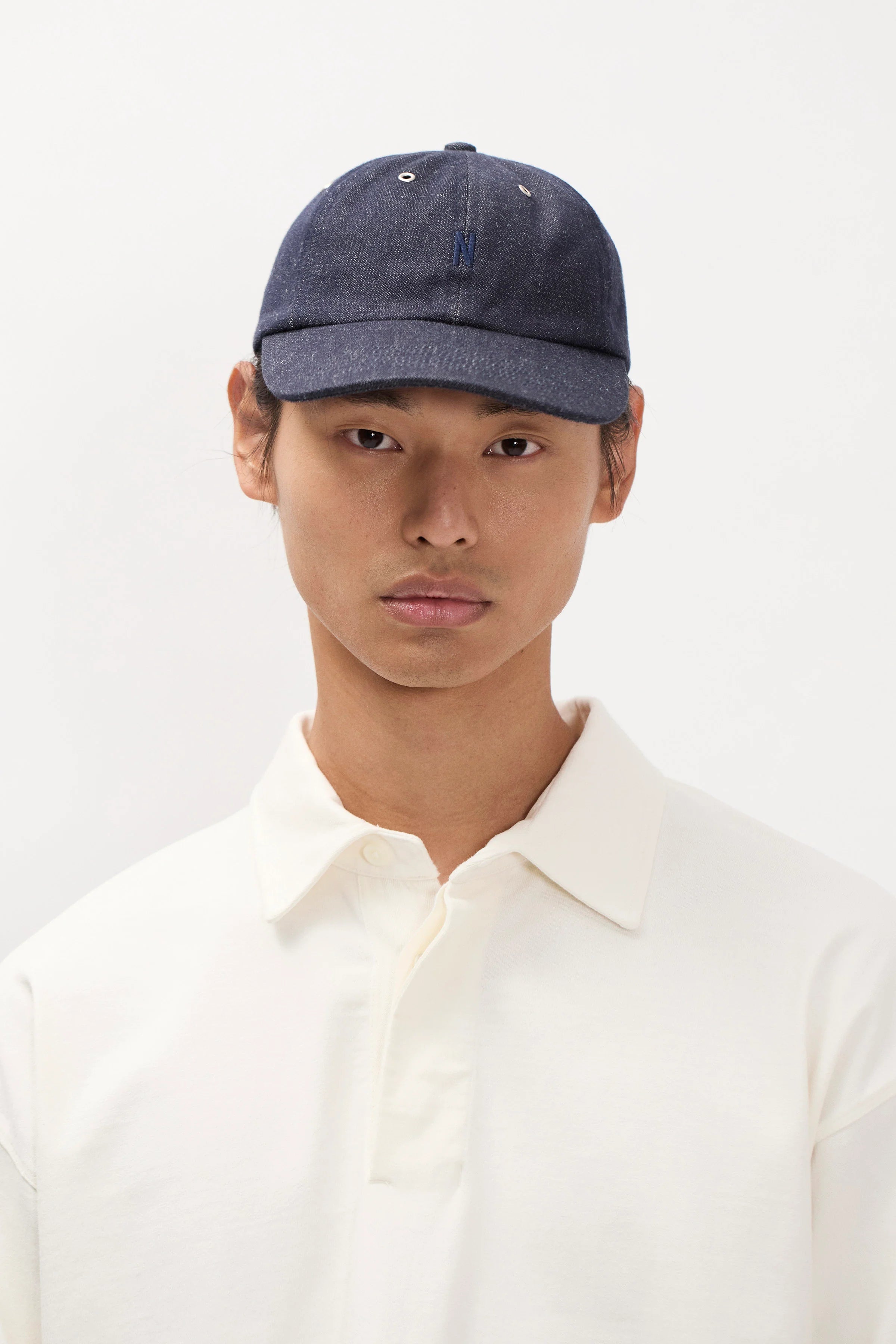 Broken Twill Cotton Linen Denim 6 Panel Cap Indigo
