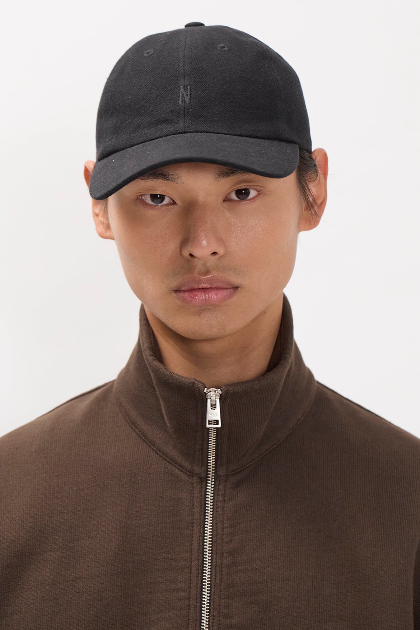 Cotton Wool Herringbone Twill 6- Panel Cap Black