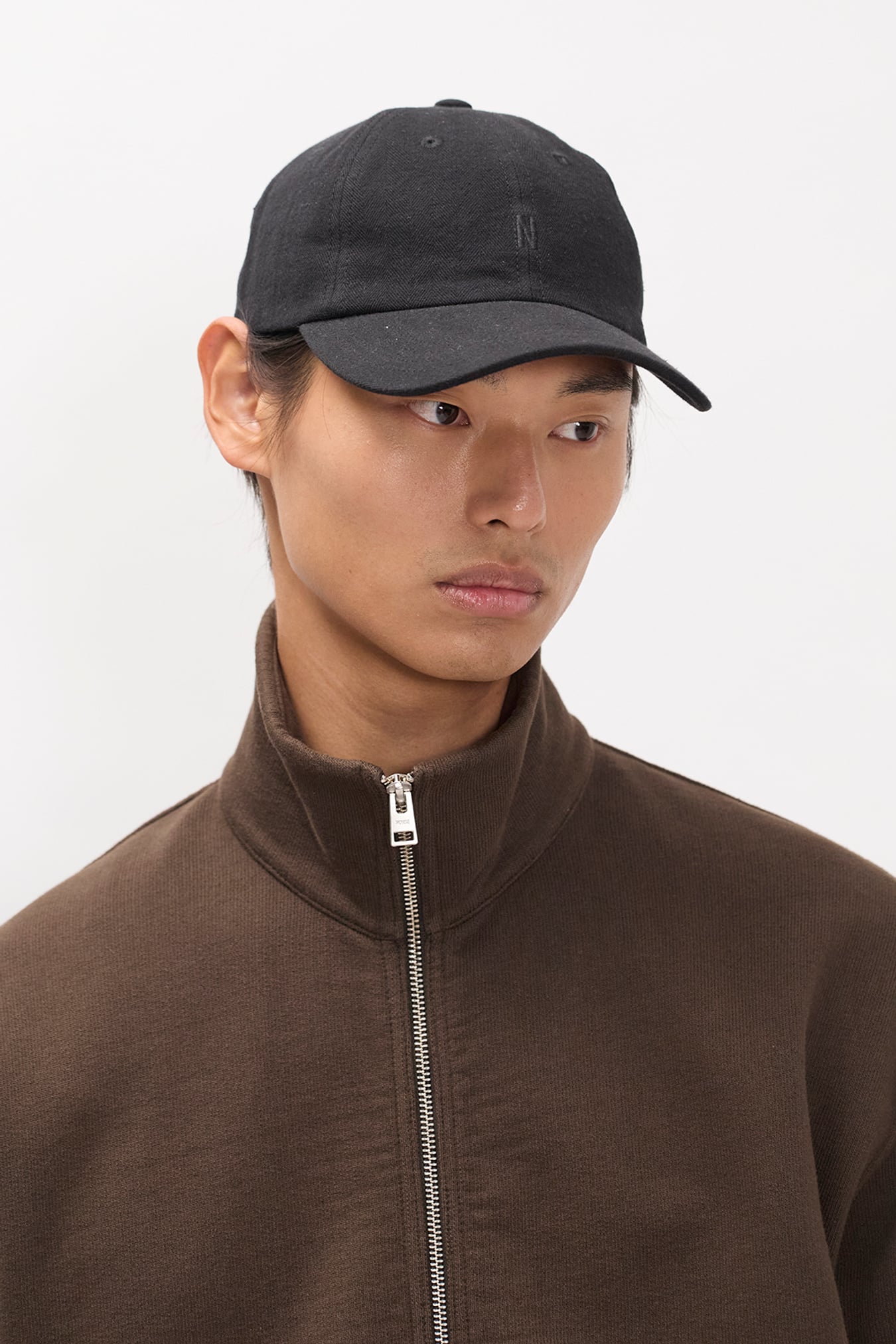 Cotton Wool Herringbone Twill 6- Panel Cap Black