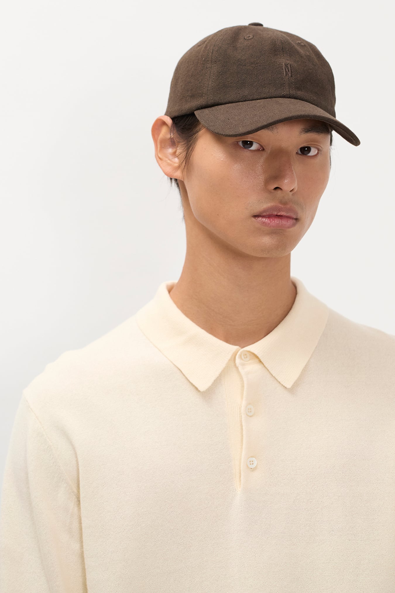 Cotton Wool Herringbone Twill 6- Panel Cap Delicioso Brown