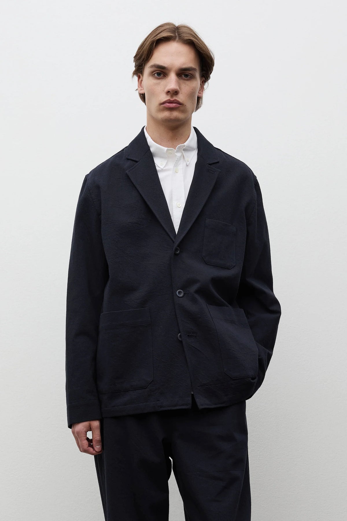 Dyvig Cotton Wool Twill Sports Blazer Dark Navy_3