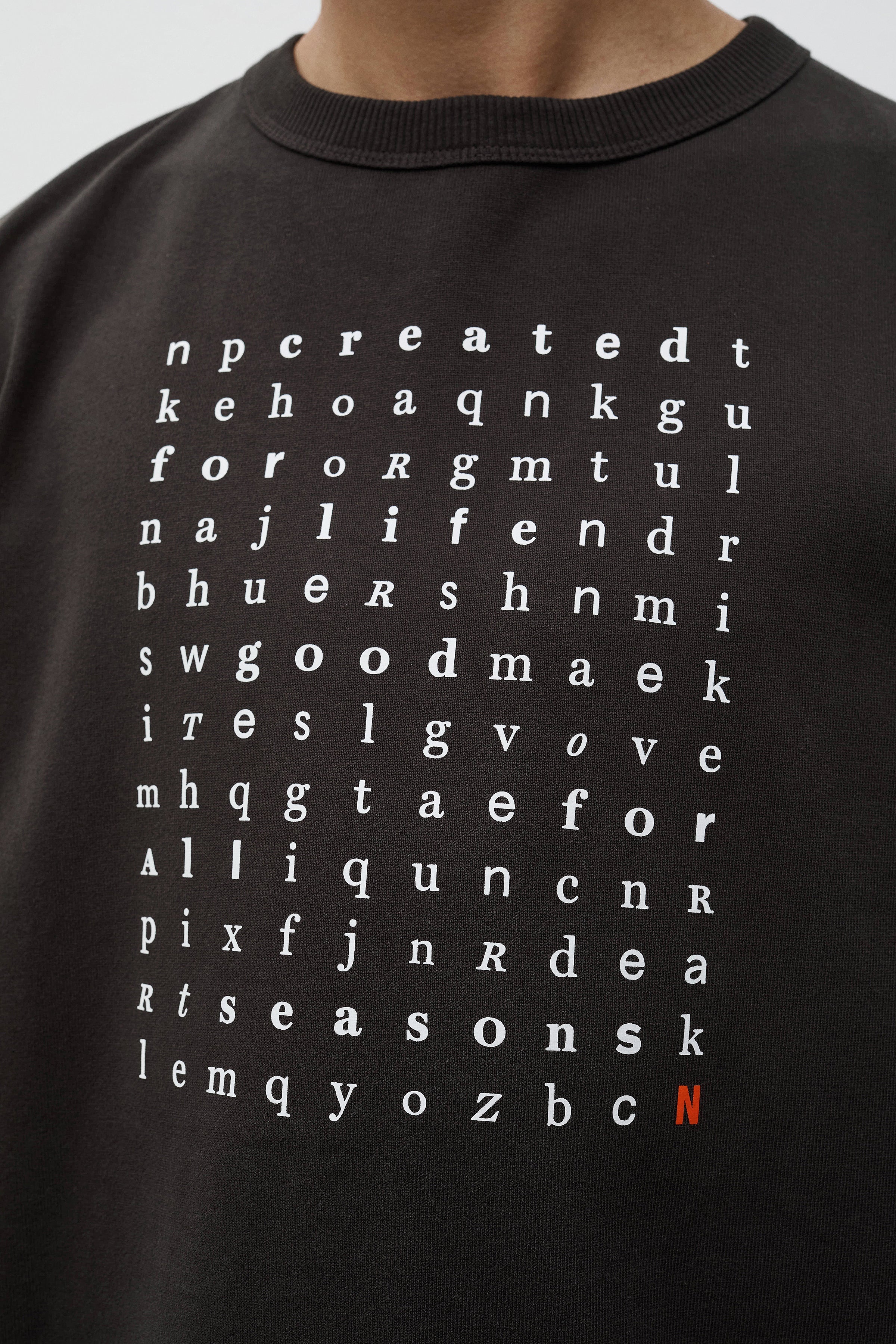 Elmelunde Organic Dry Cotton Crossword T-Shirt Black_5