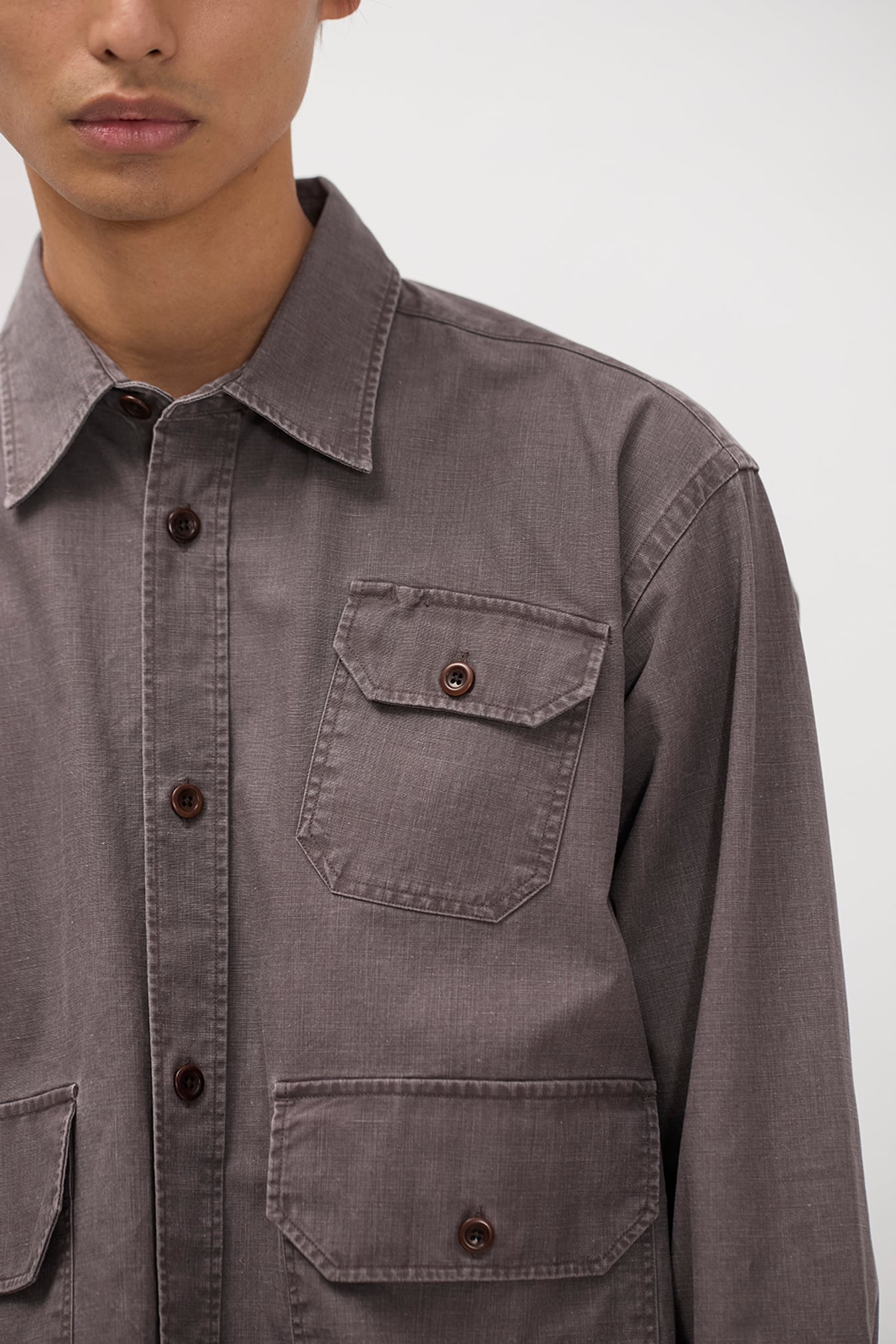Espevik Faded Pigment Dyed Oversize Utility Shirt Shale_7