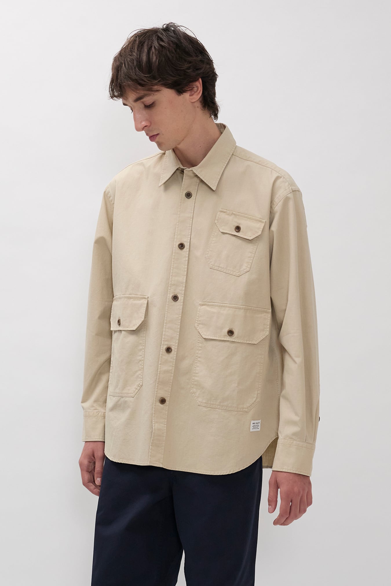 Espevik Faded Pigment Dyed Oversize Utility Shirt Tan_4
