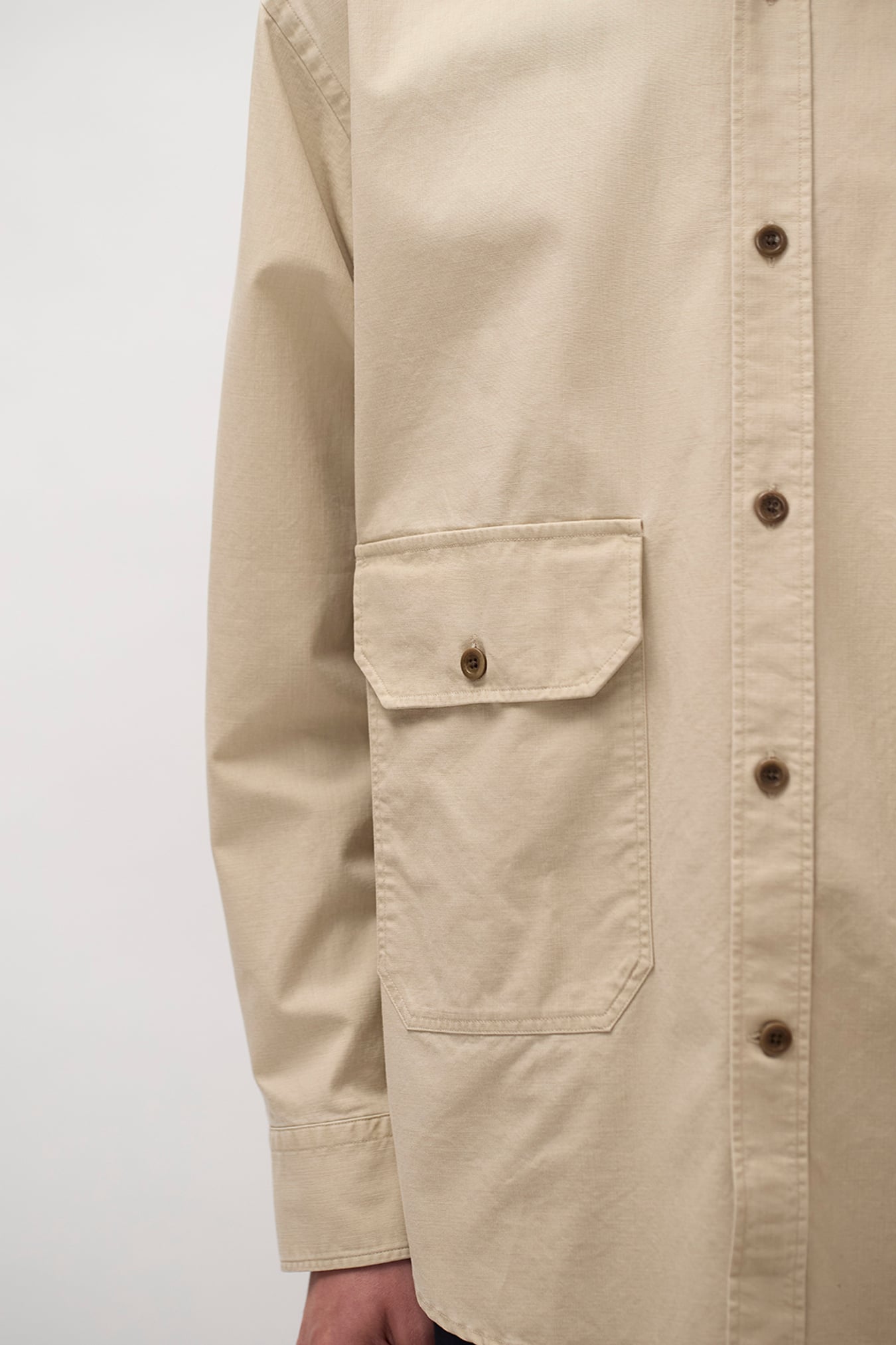 Espevik Faded Pigment Dyed Oversize Utility Shirt Tan_8