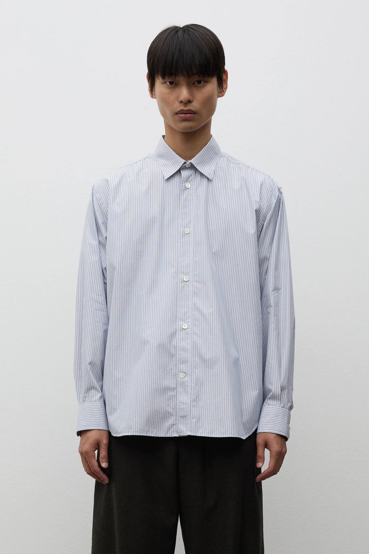 Espevik Fine Cotton Poplin Oversize Shirt White Blue Stripe_1