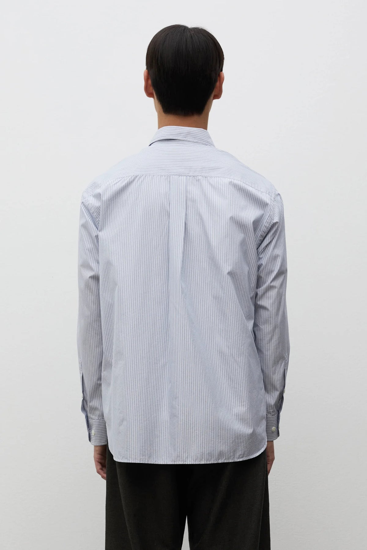 Espevik Fine Cotton Poplin Oversize Shirt White Blue Stripe_3