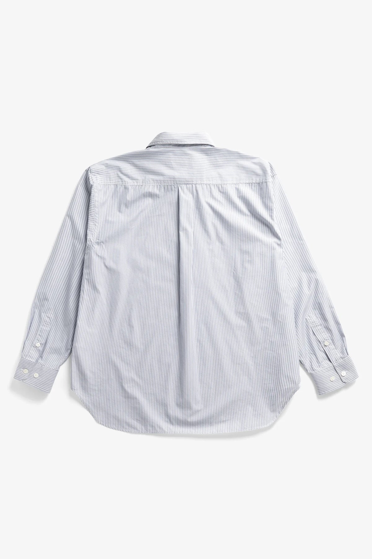 Espevik Fine Cotton Poplin Oversize Shirt White Blue Stripe_6