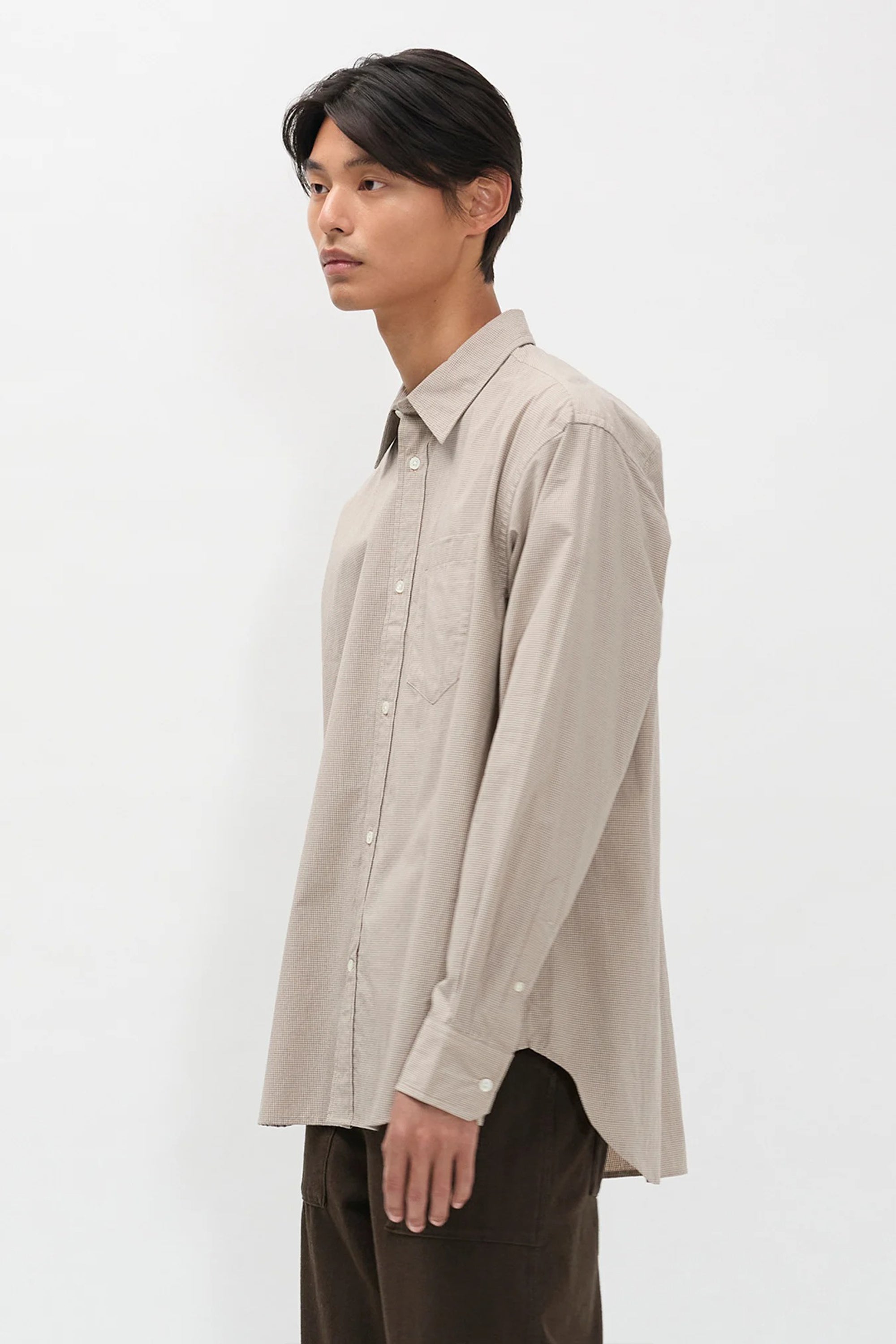 Espevik Oversize Micro Poplin Check Shirt Oatmeal