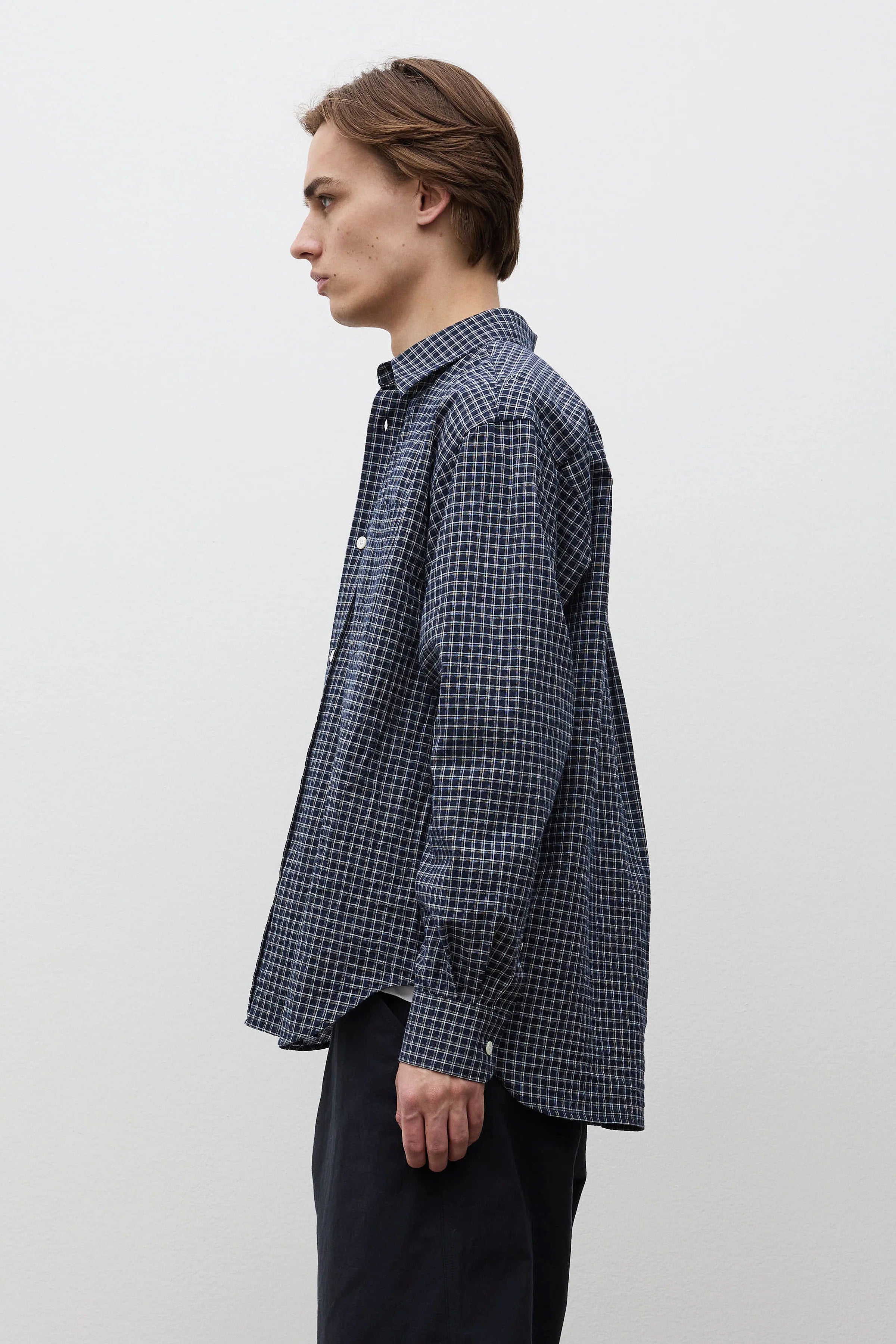 Espevik Oversized Check Shirt Dark Navy Check_2