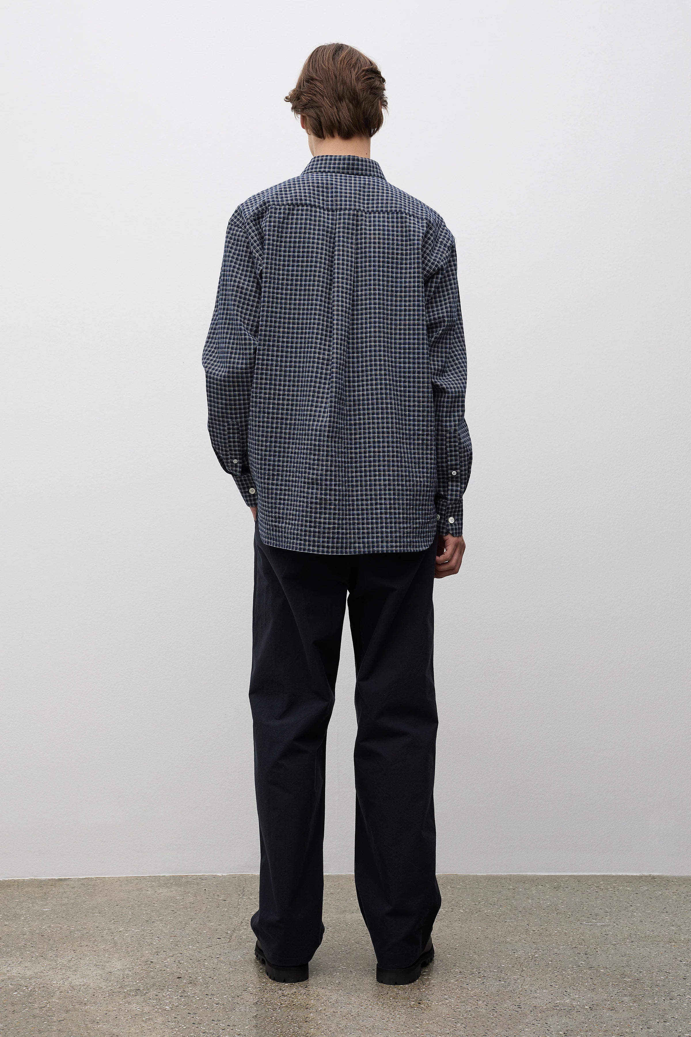 Espevik Oversized Check Shirt Dark Navy Check_3