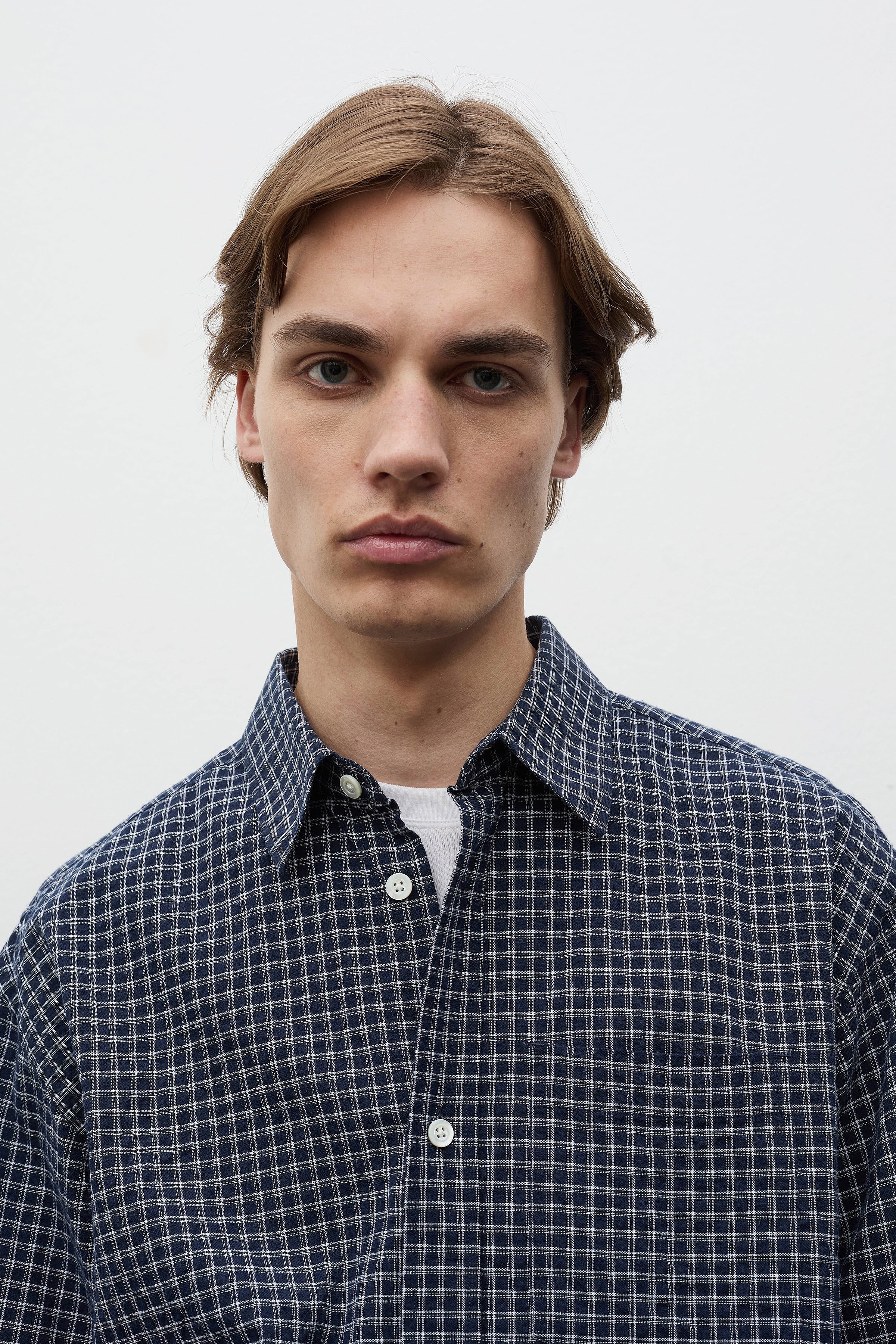 Espevik Oversized Check Shirt Dark Navy Check_4