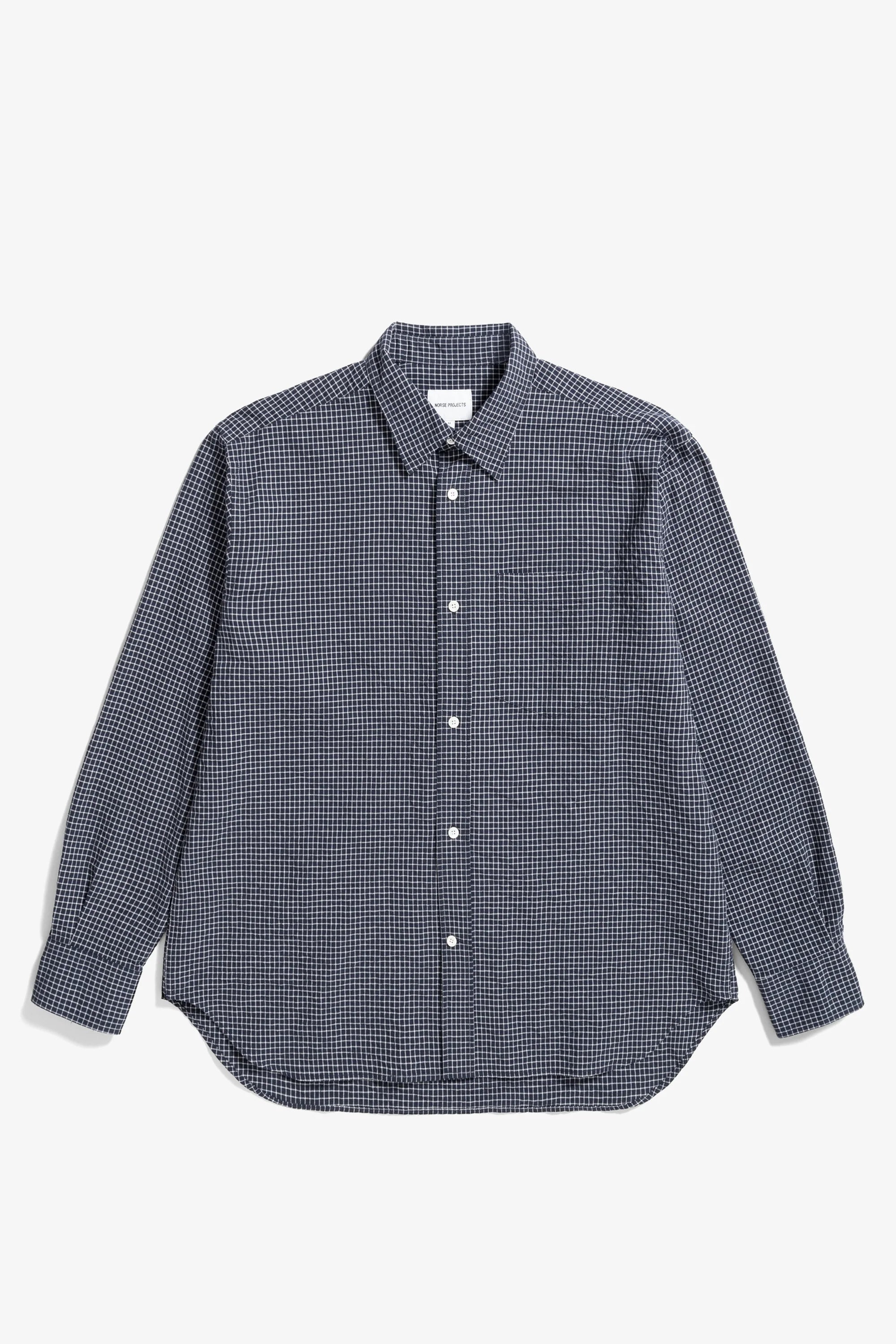 Espevik Oversized Check Shirt Dark Navy Check_5