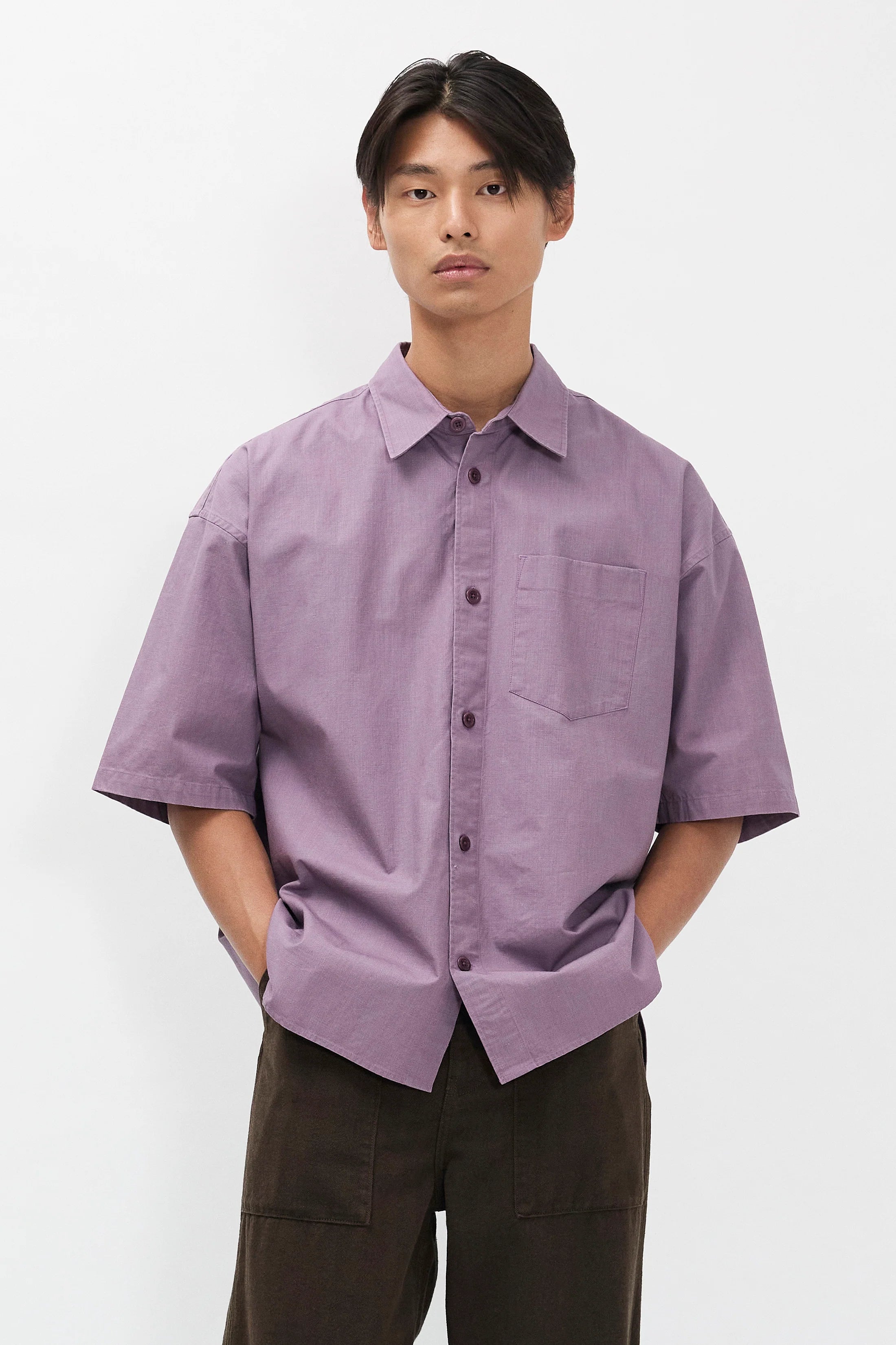 Espevik Oversized Faded Pigment Dyed SS Shirt Vintage Violet