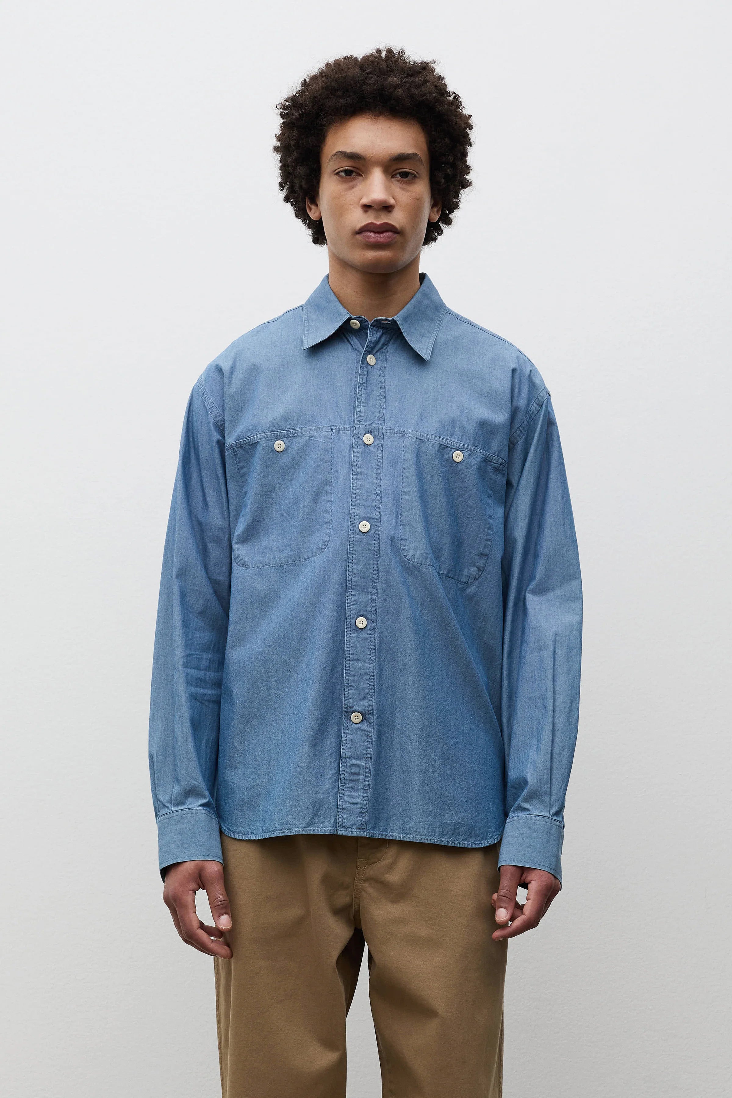 Falster Chambray Oversize Shirt Dark Blue_1