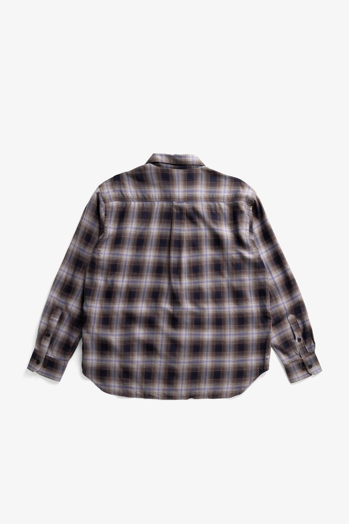 Falster Fine Cotton Flannel Check Oversize Shirt Darkest Purple_2