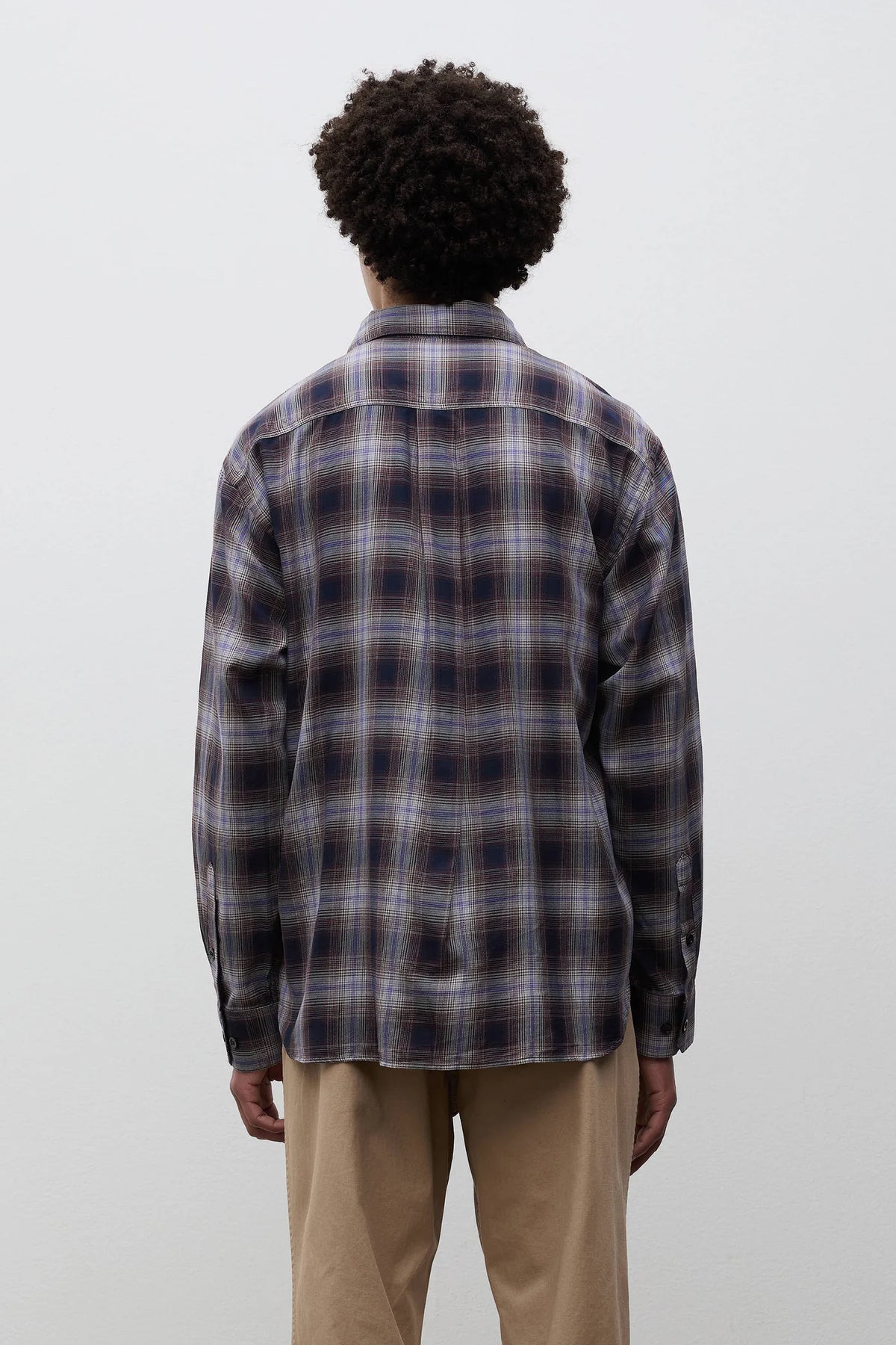 Falster Fine Cotton Flannel Check Oversize Shirt Darkest Purple_5