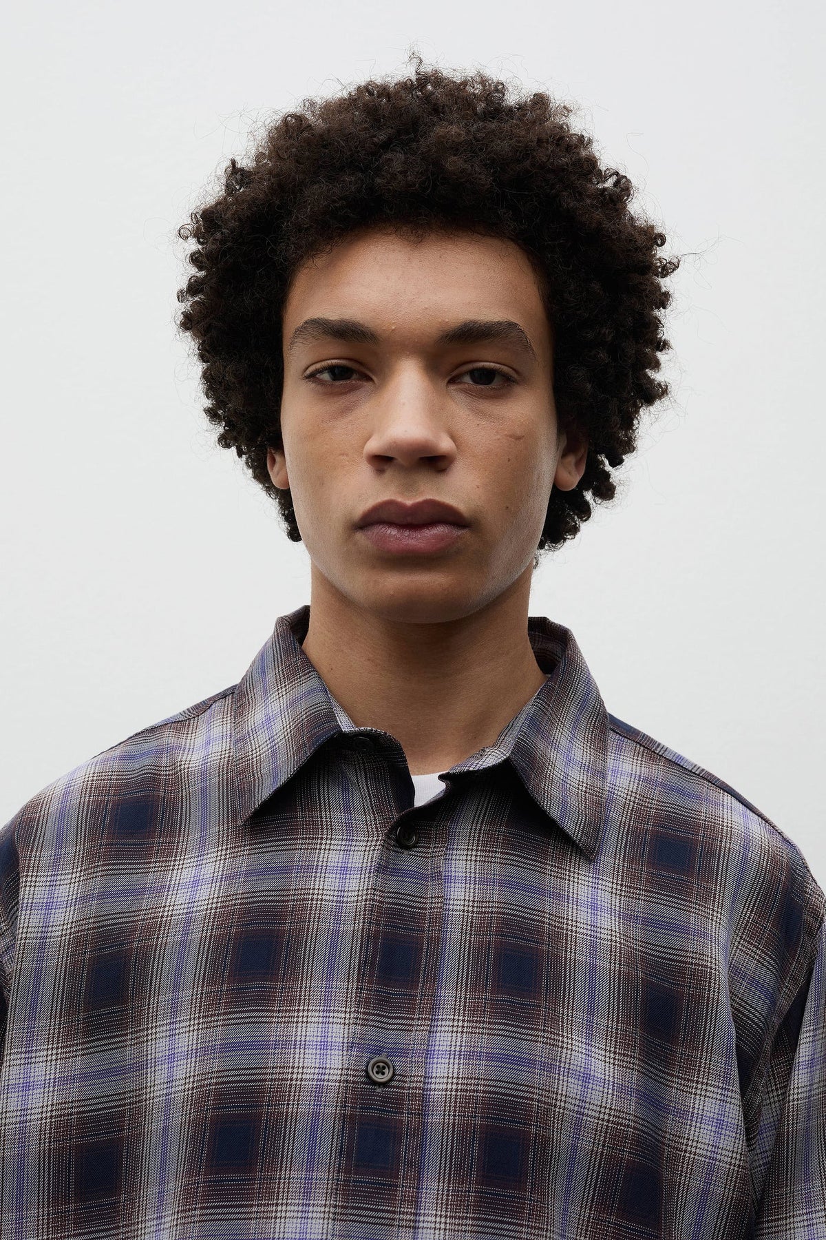 Falster Fine Cotton Flannel Check Oversize Shirt Darkest Purple_6