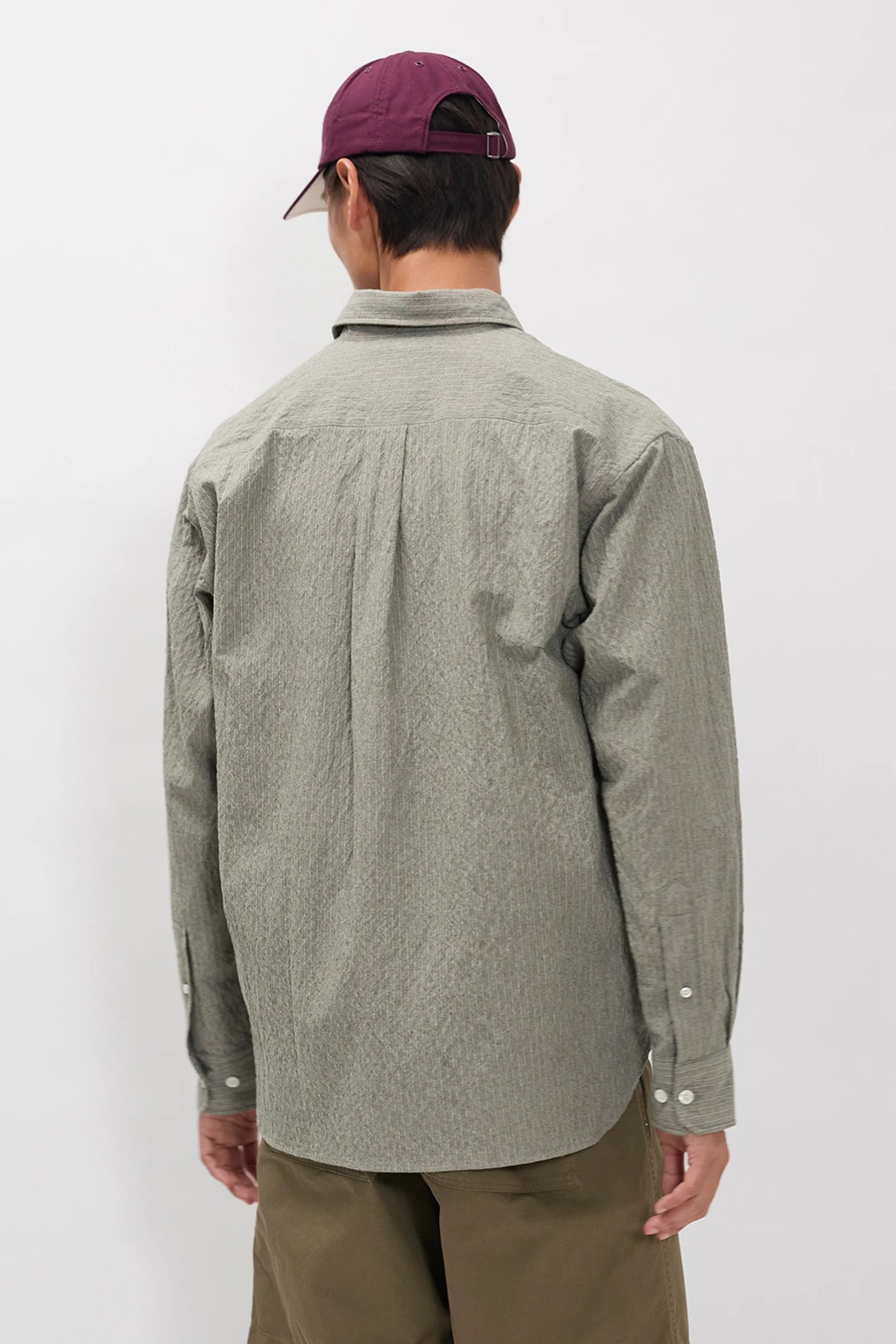 Falster Oversized Textured Stripe Shirt Vetiver_2