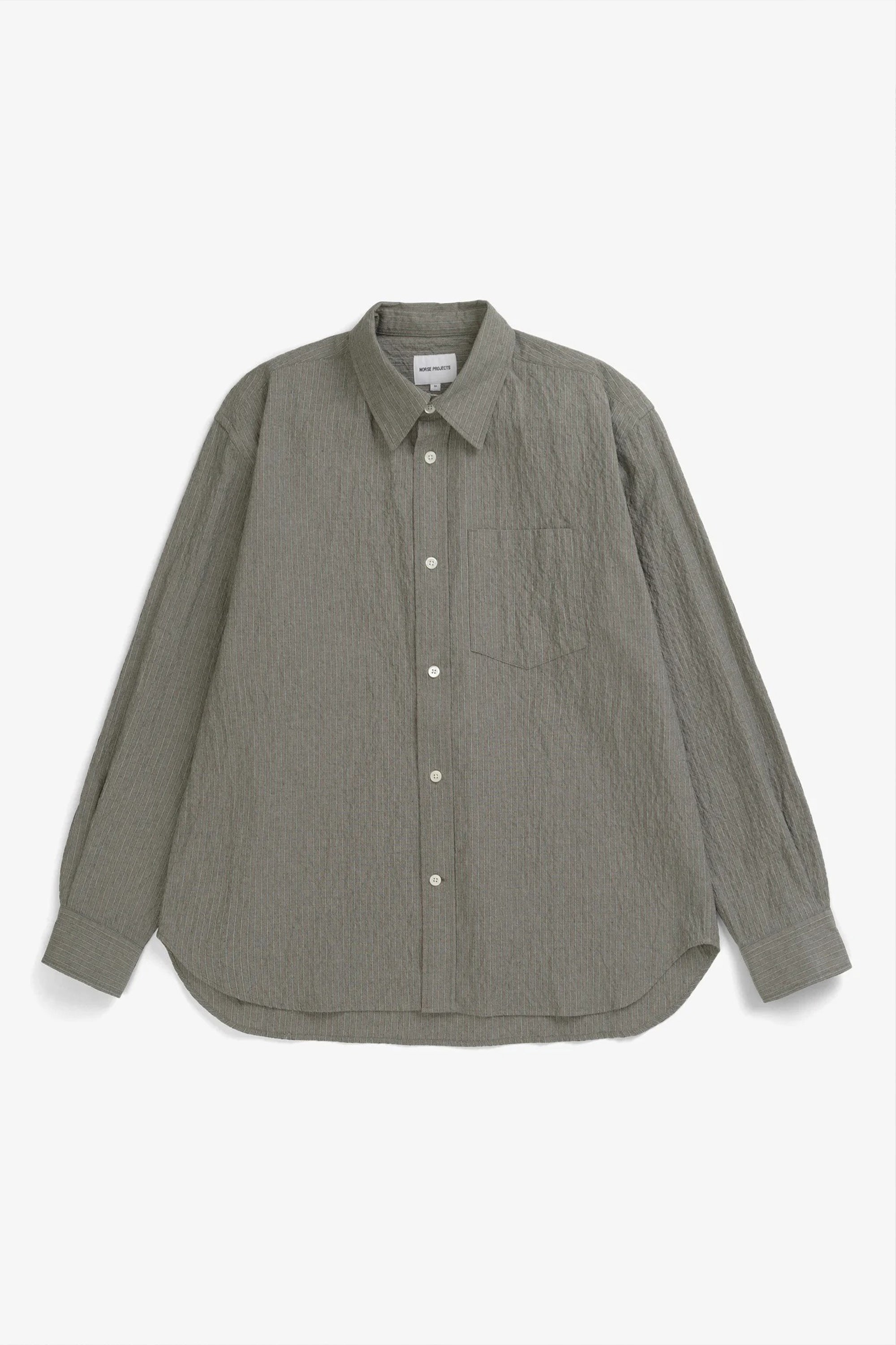 Falster Oversized Textured Stripe Shirt Vetiver_4