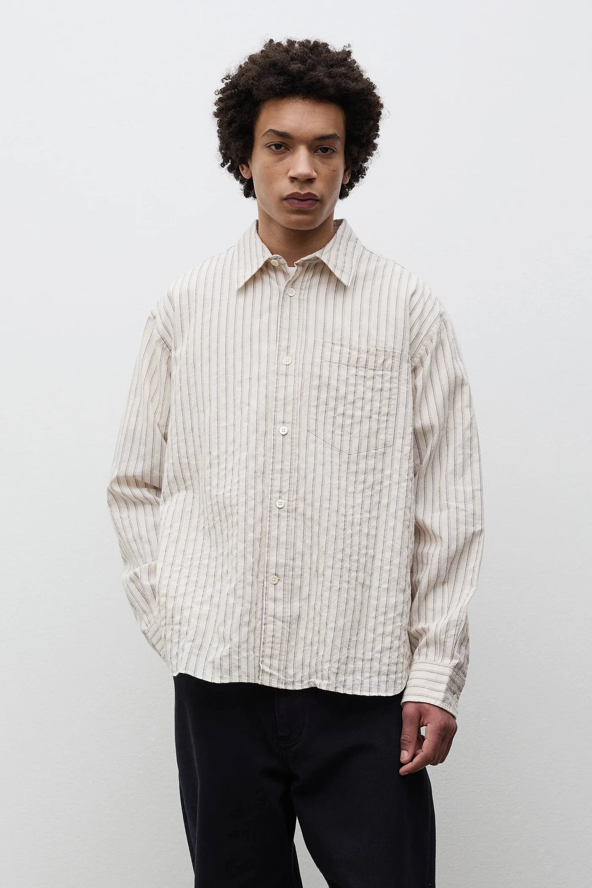 Falster Stripe Oversized Shirt Natural Ecru_2